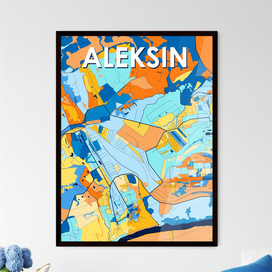 ALEKSIN RUSSIA Vibrant Colorful Art Map Poster Blue Orange