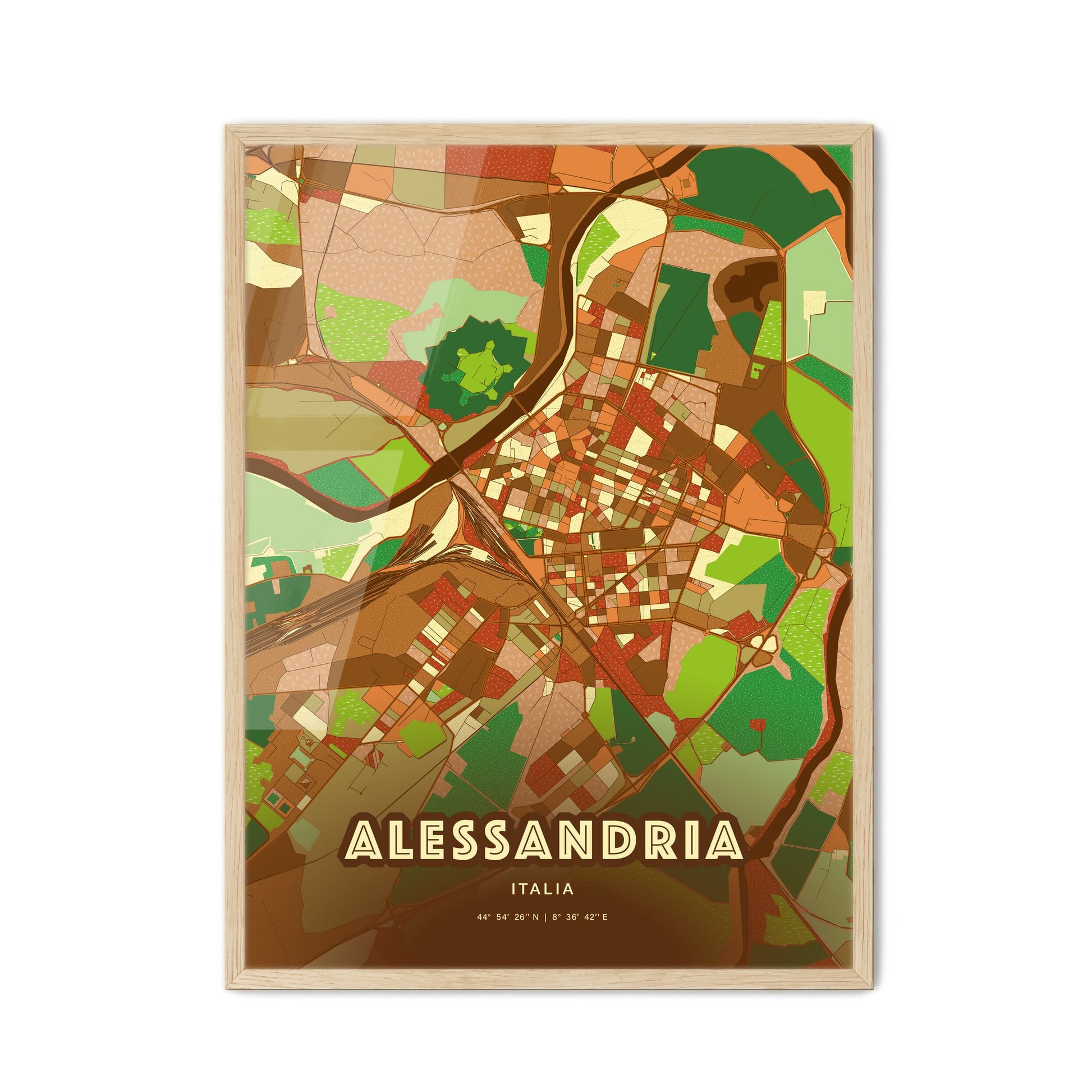 Colorful Alessandria Italy Fine Art Map Farmhouse