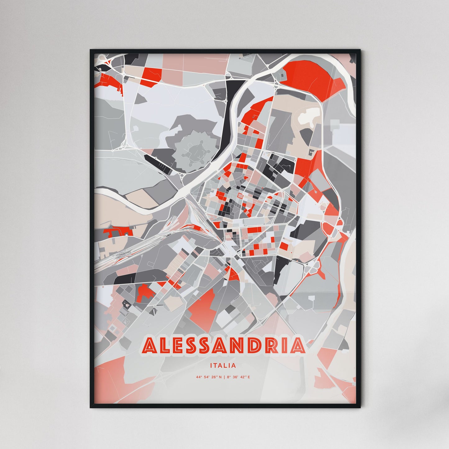 Colorful Alessandria Italy Fine Art Map Modern Expressive
