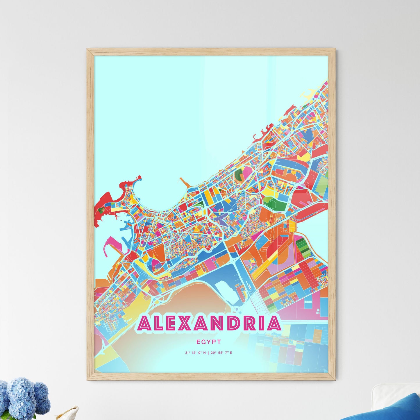 Colorful Alexandria Egypt Fine Art Map Crazy Colors