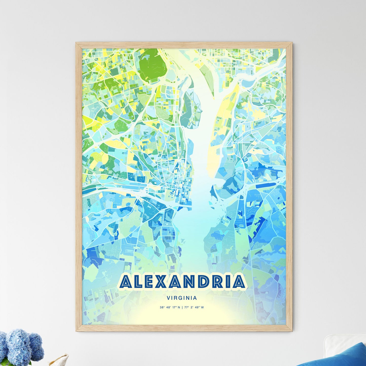 Colorful Alexandria Virginia Fine Art Map Cool Blue