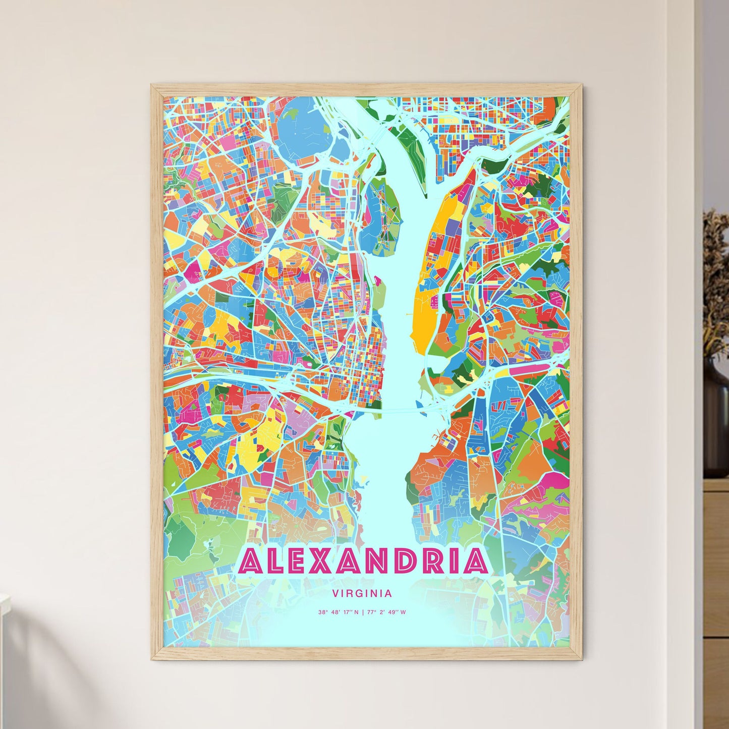 Colorful Alexandria Virginia Fine Art Map Crazy Colors