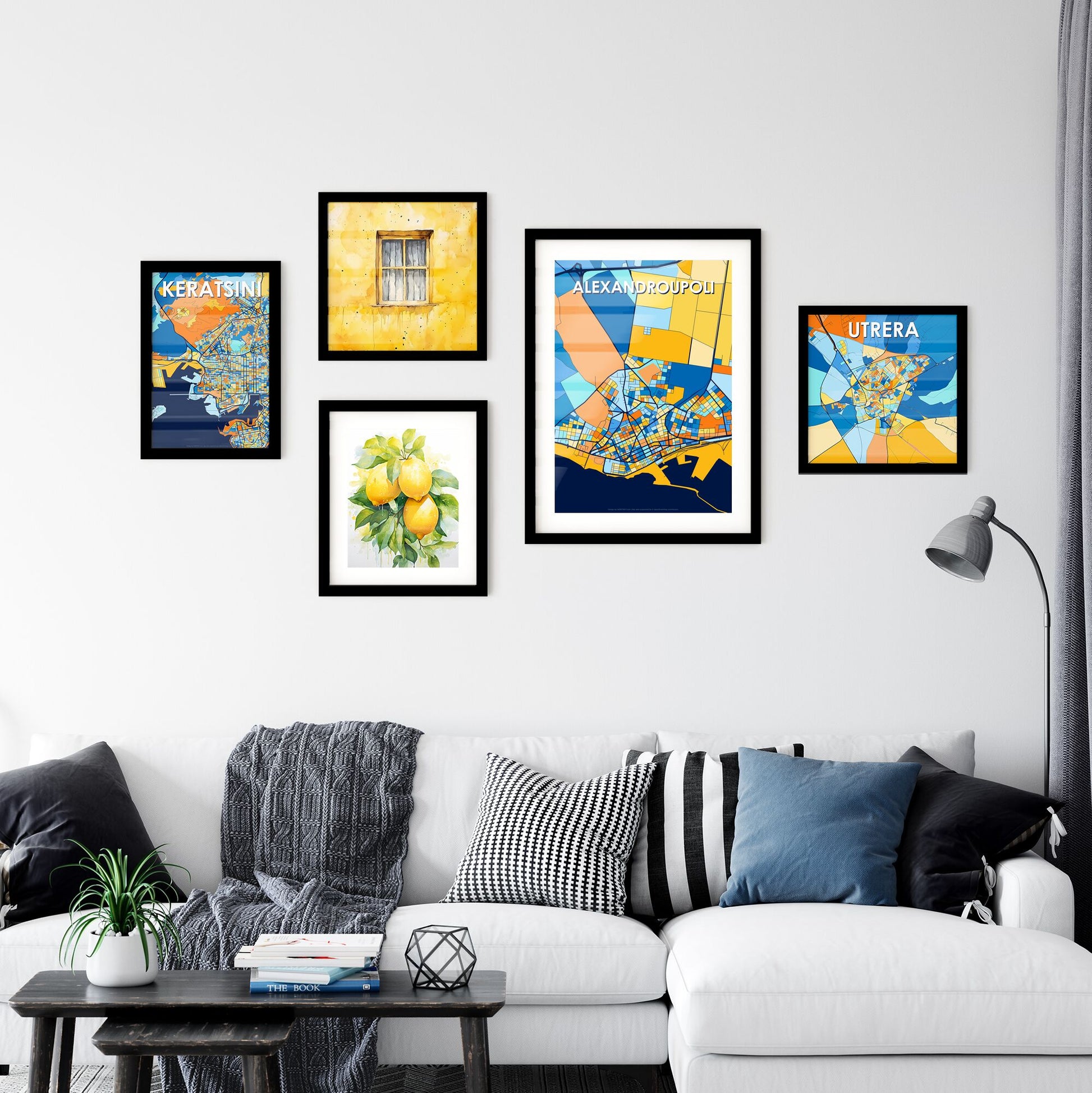 ALEXANDROUPOLI GREECE Vibrant Colorful Art Map Poster Blue Orange