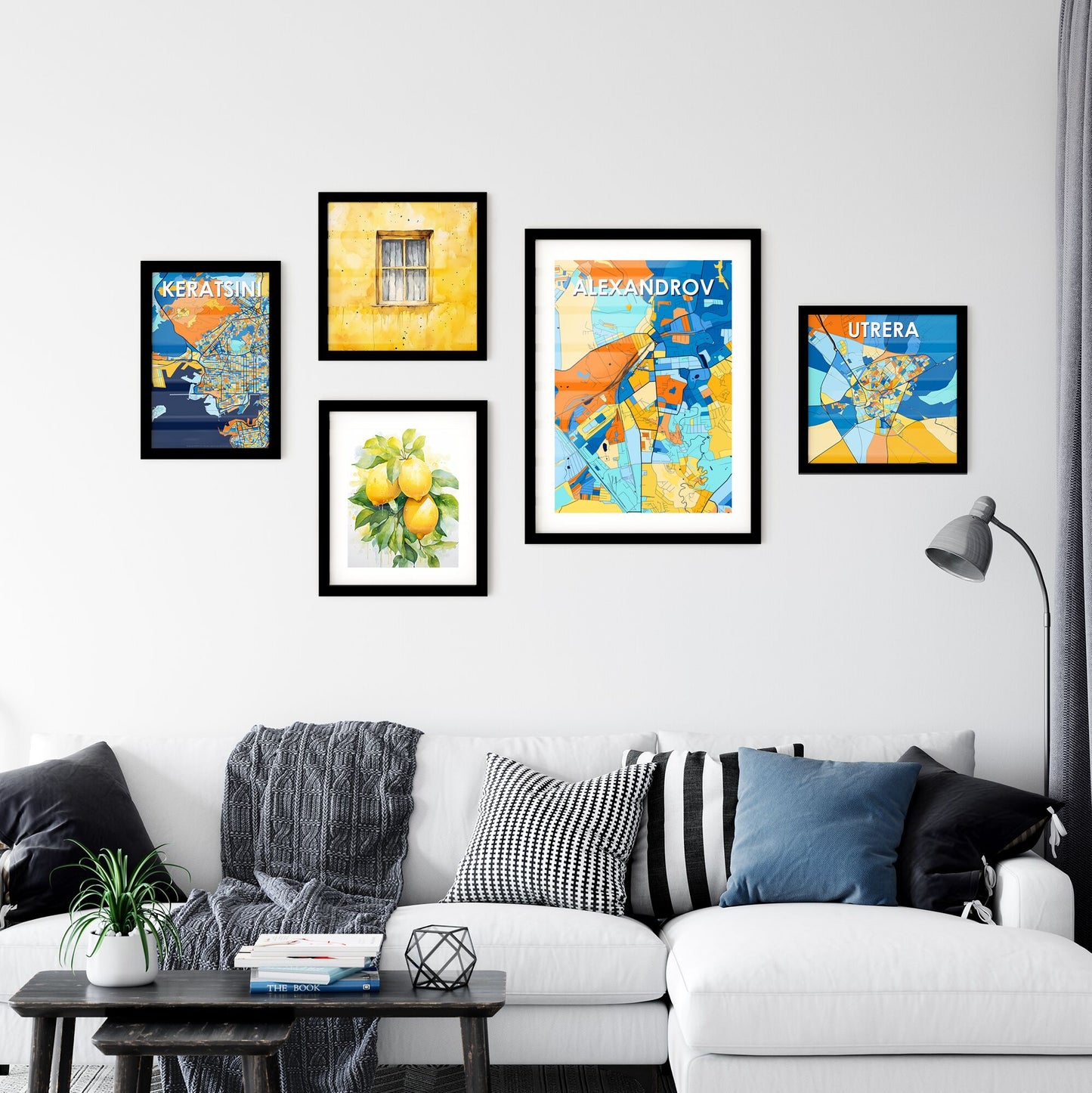 ALEXANDROV RUSSIA Vibrant Colorful Art Map Poster Blue Orange