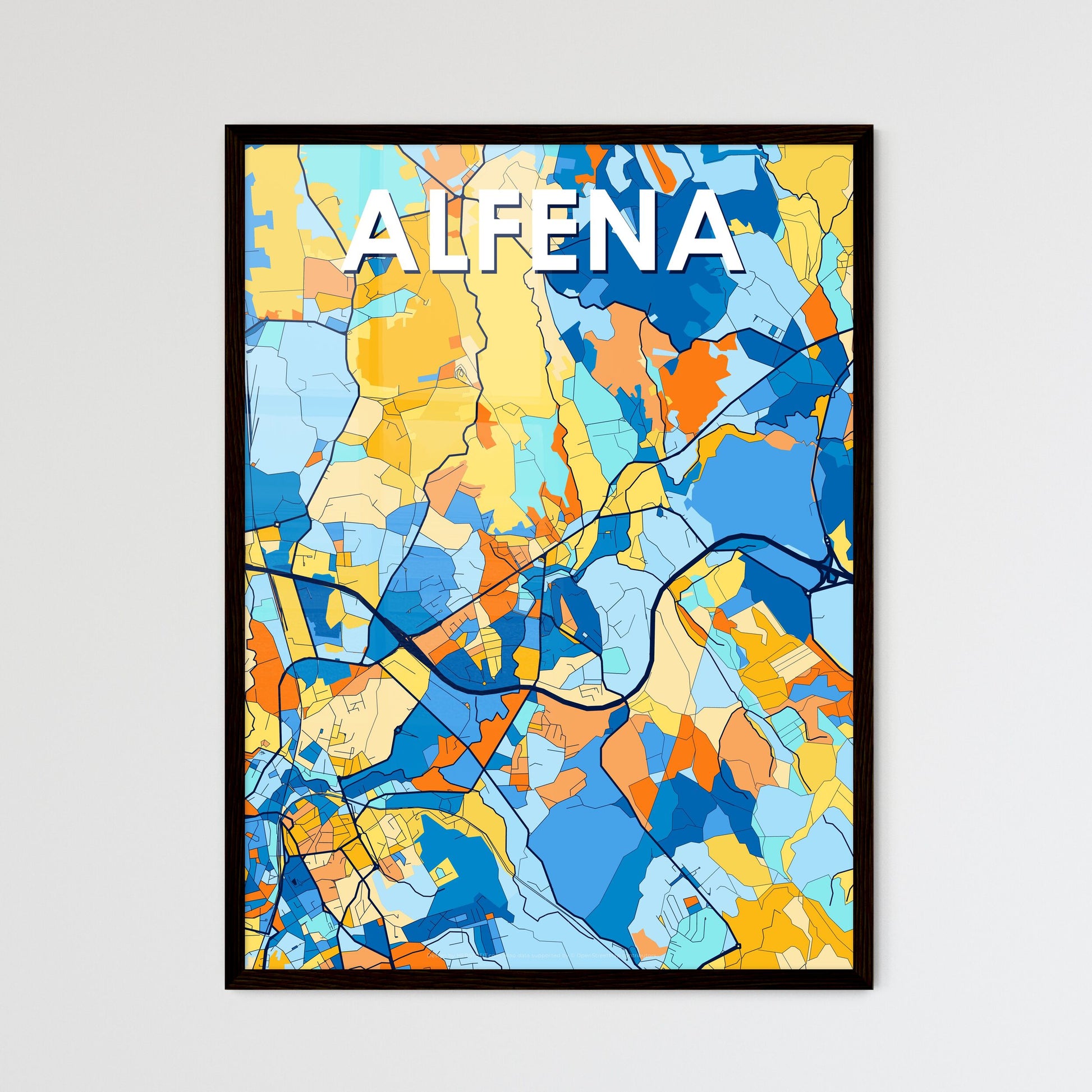 ALFENA PORTUGAL Vibrant Colorful Art Map Poster Blue Orange