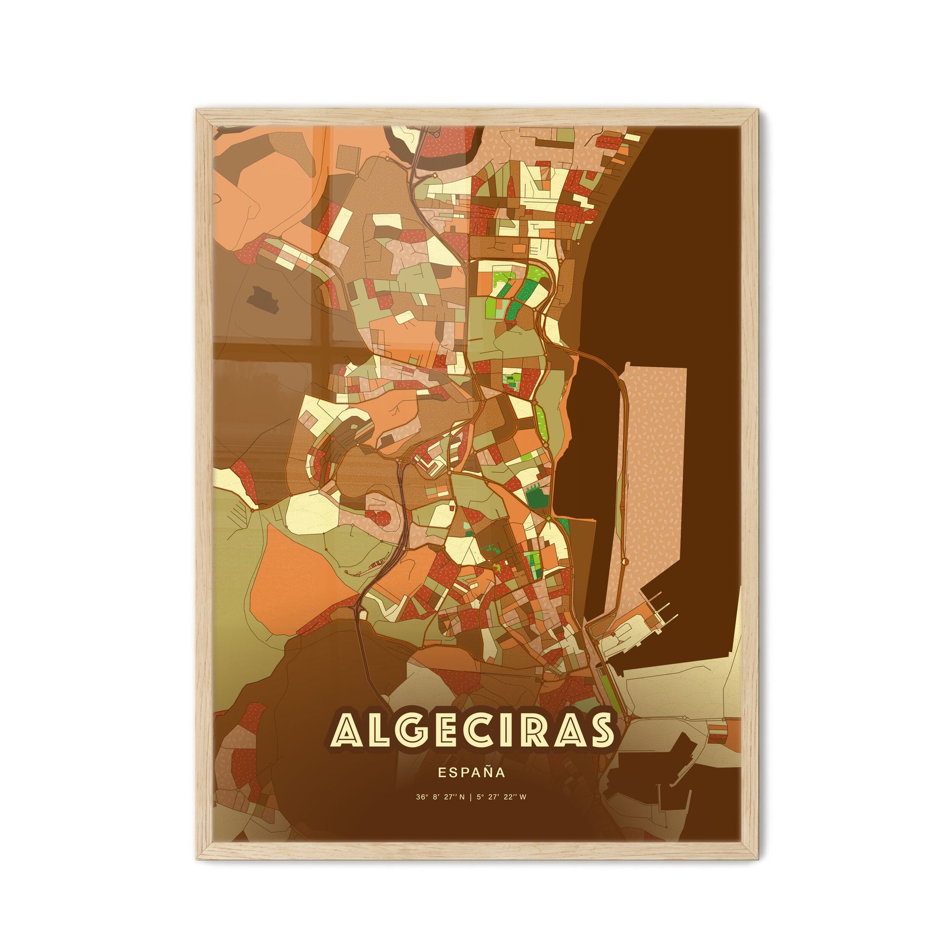 Colorful Algeciras Spain Fine Art Map Farmhouse