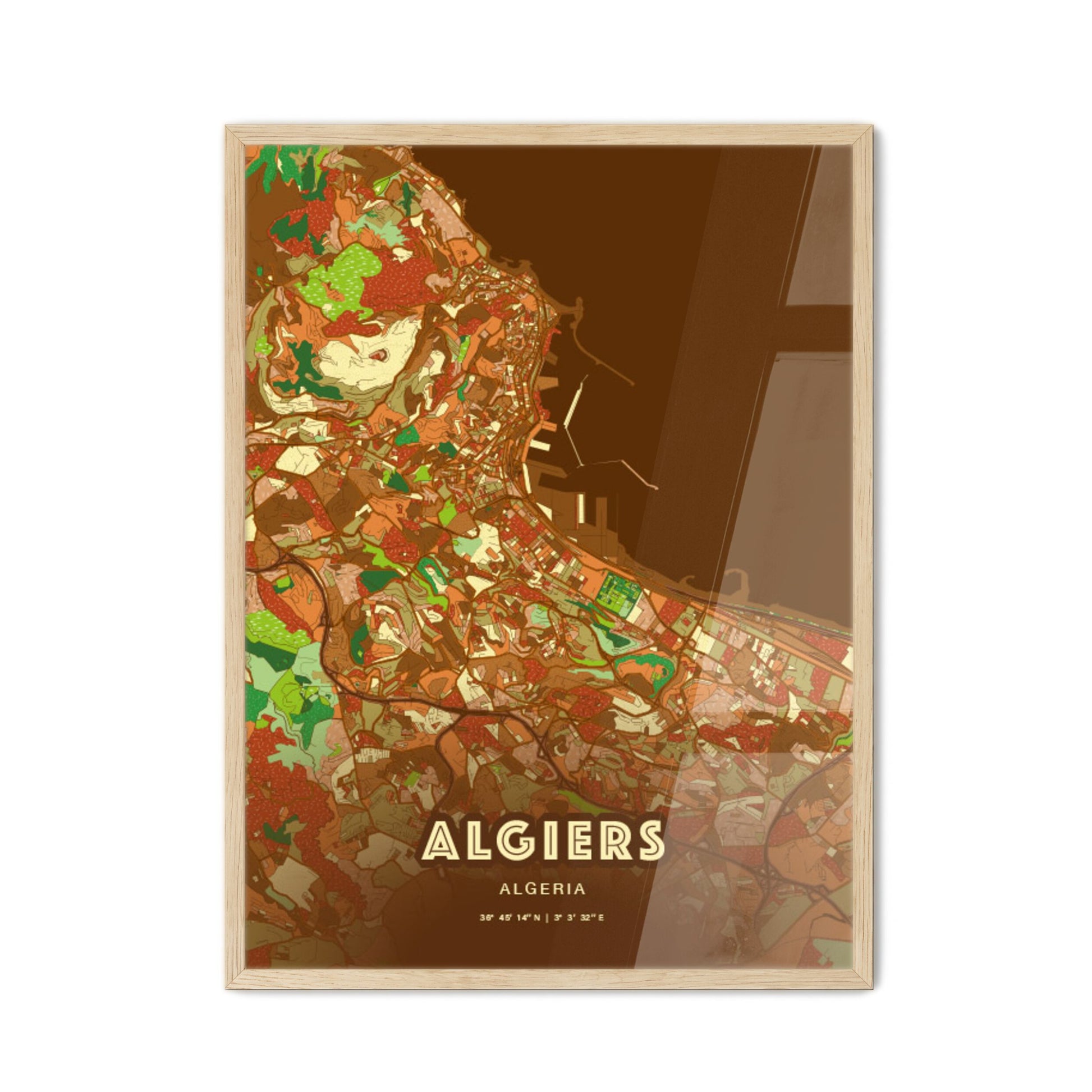 Colorful Algiers Algeria Fine Art Map Farmhouse