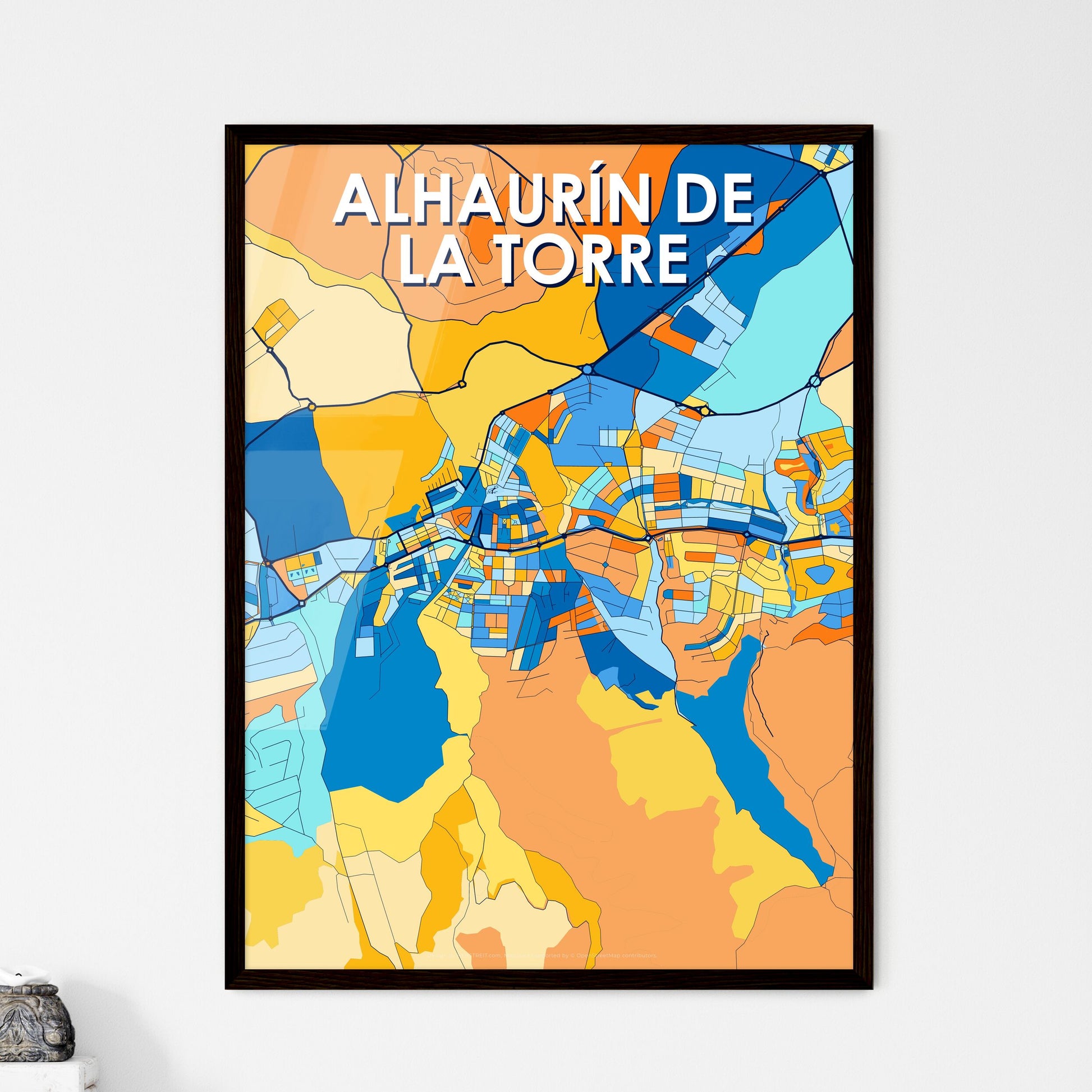 ALHAURÍN DE LA TORRE SPAIN Vibrant Colorful Art Map Poster Blue Orange