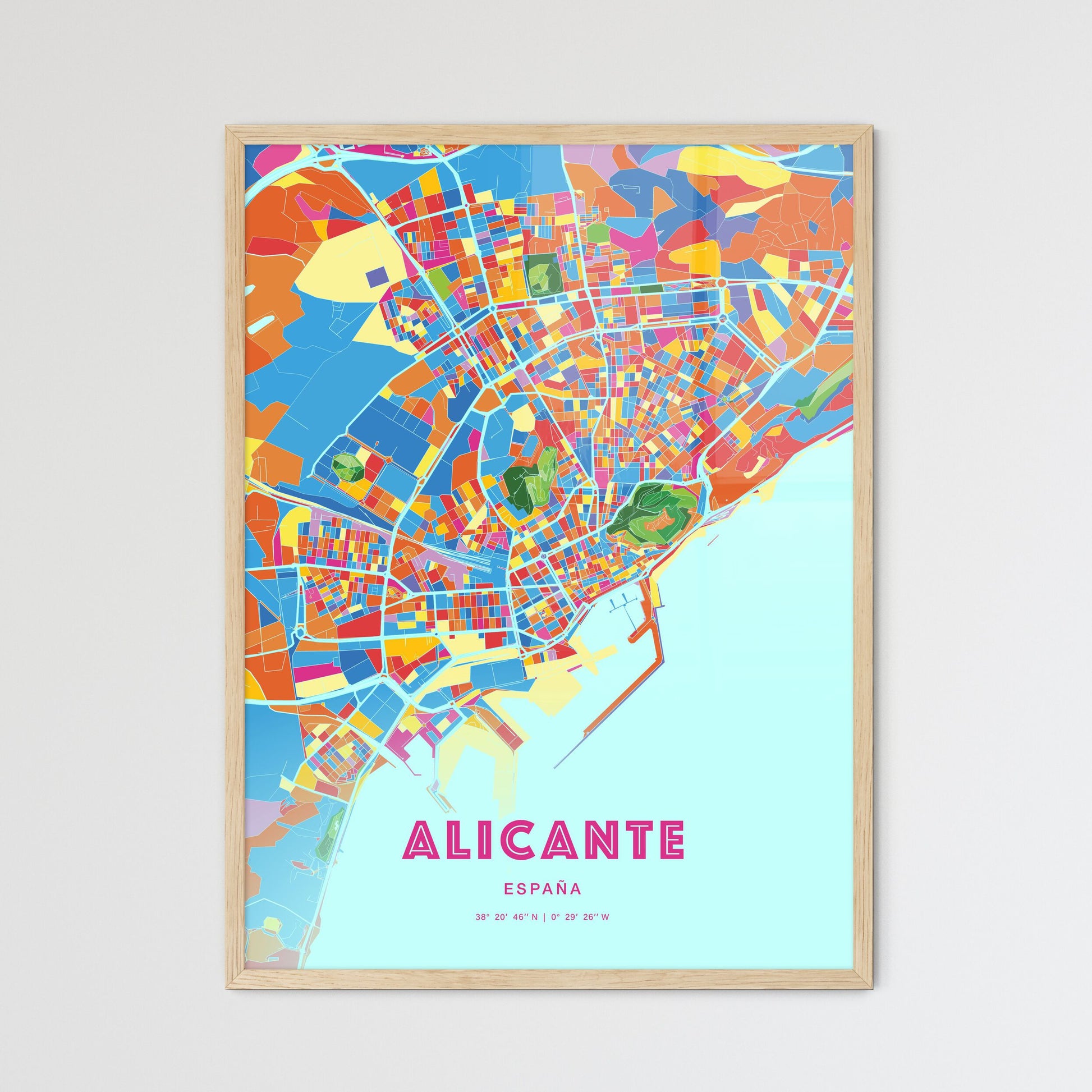 Colorful Alicante Spain Fine Art Map Crazy Colors