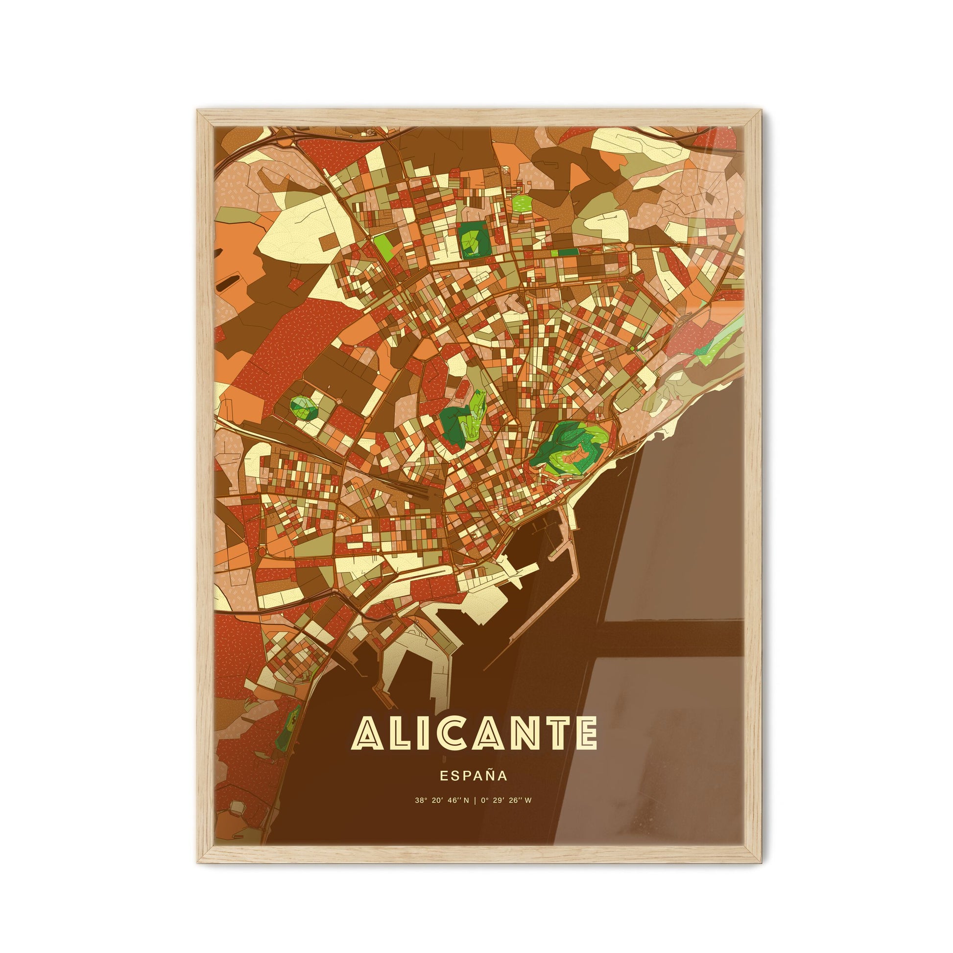 Colorful Alicante Spain Fine Art Map Farmhouse