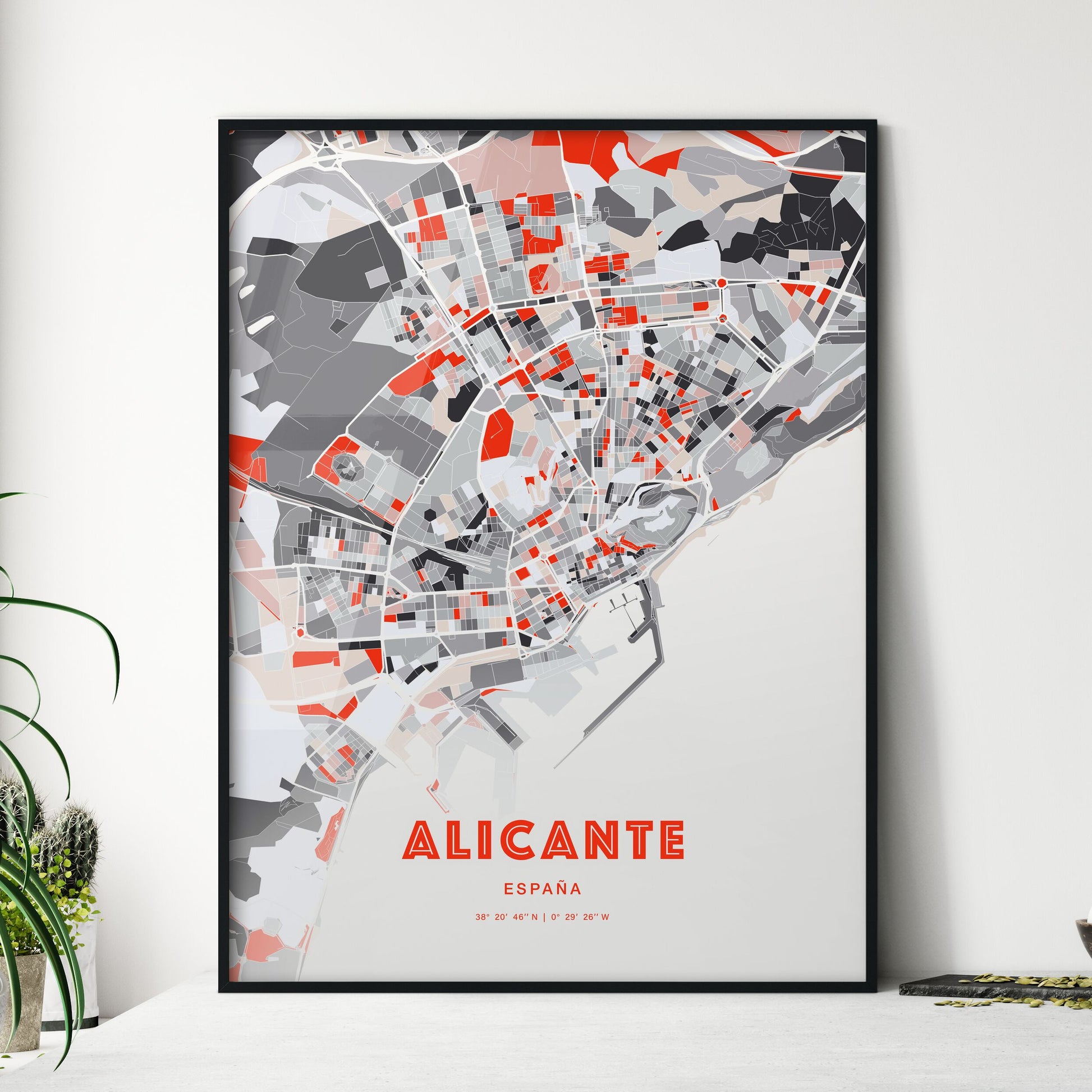 Colorful Alicante Spain Fine Art Map Modern Expressive