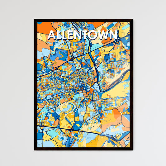 ALLENTOWN PENNSYLVANIA Vibrant Colorful Art Map Poster Blue Orange