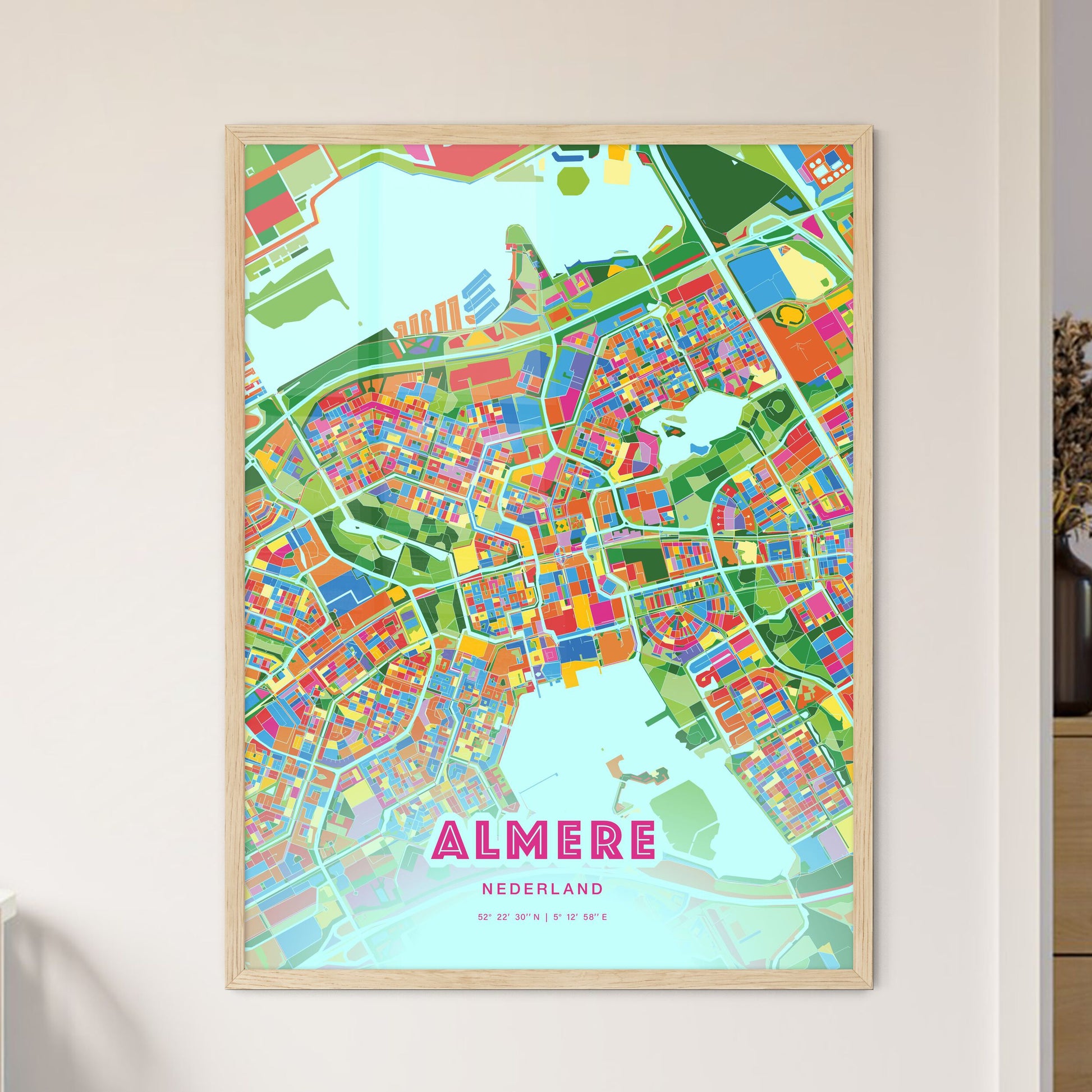 Colorful Almere Netherlands Fine Art Map Crazy Colors
