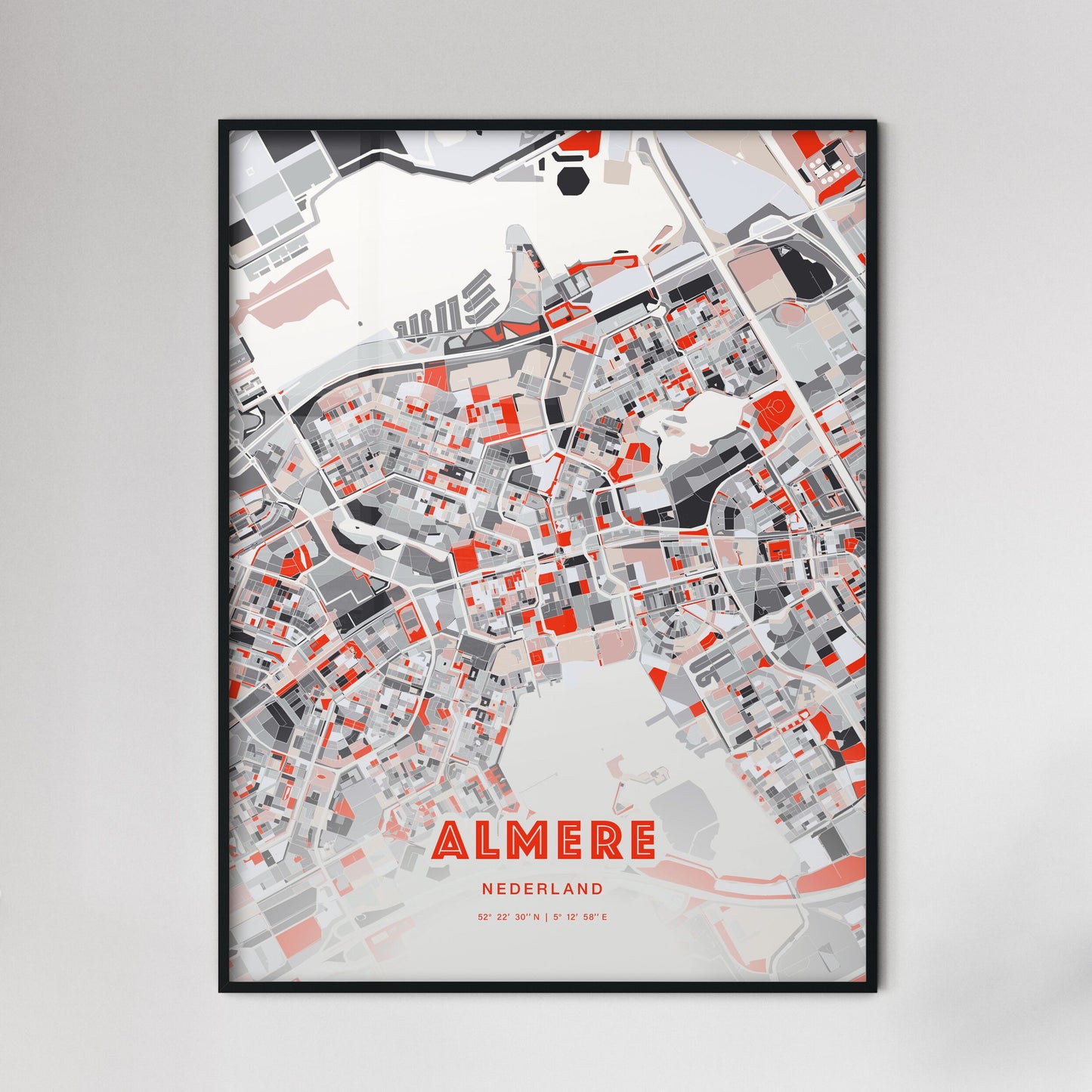 Colorful Almere Netherlands Fine Art Map Modern Expressive