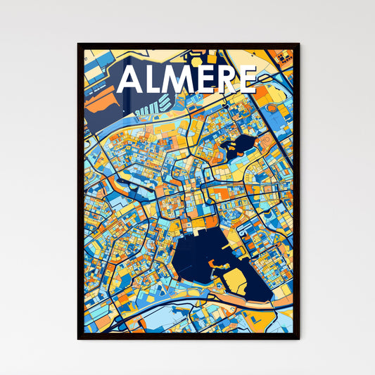 ALMERE NETHERLANDS Vibrant Colorful Art Map Poster Blue Orange