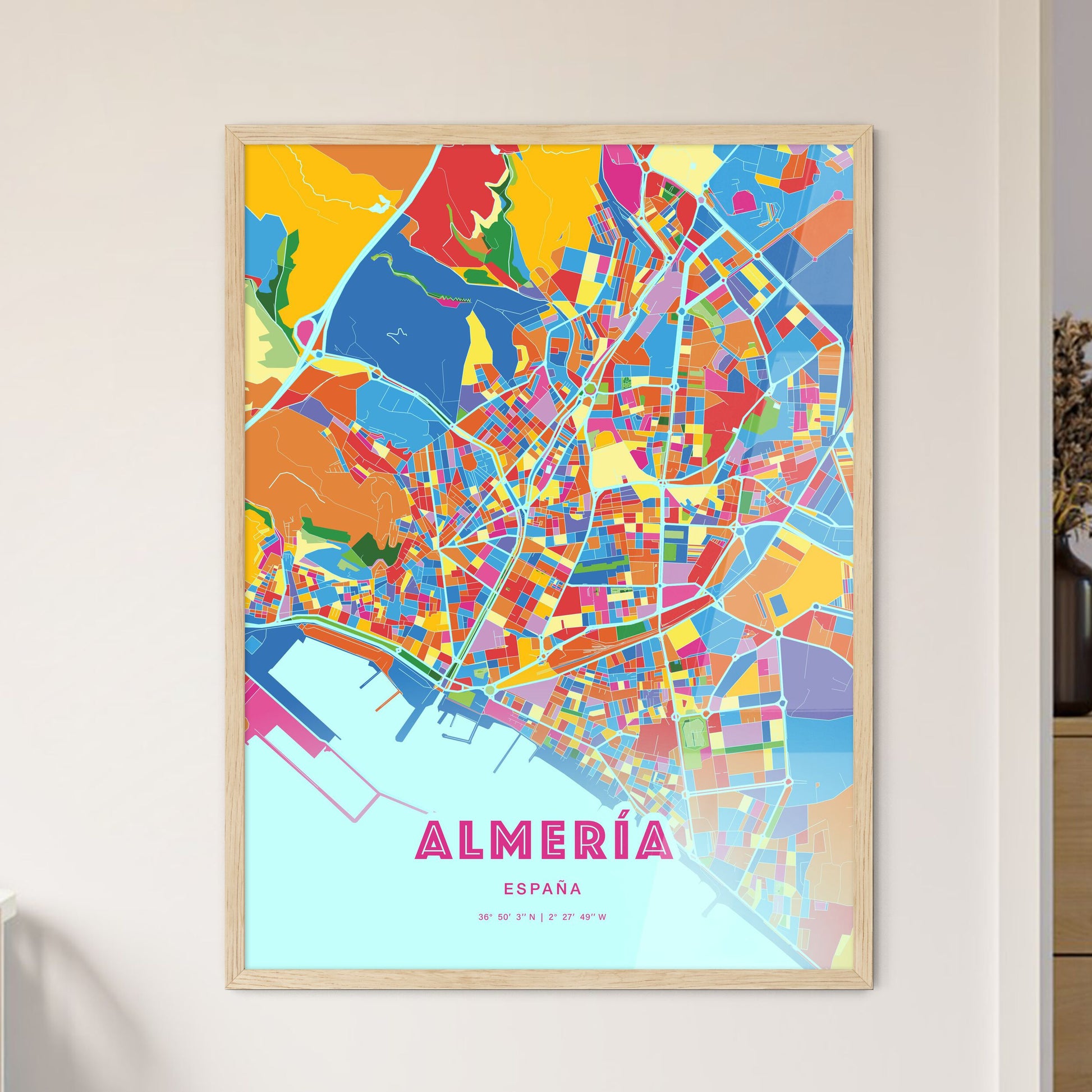 Colorful Almería Spain Fine Art Map Crazy Colors