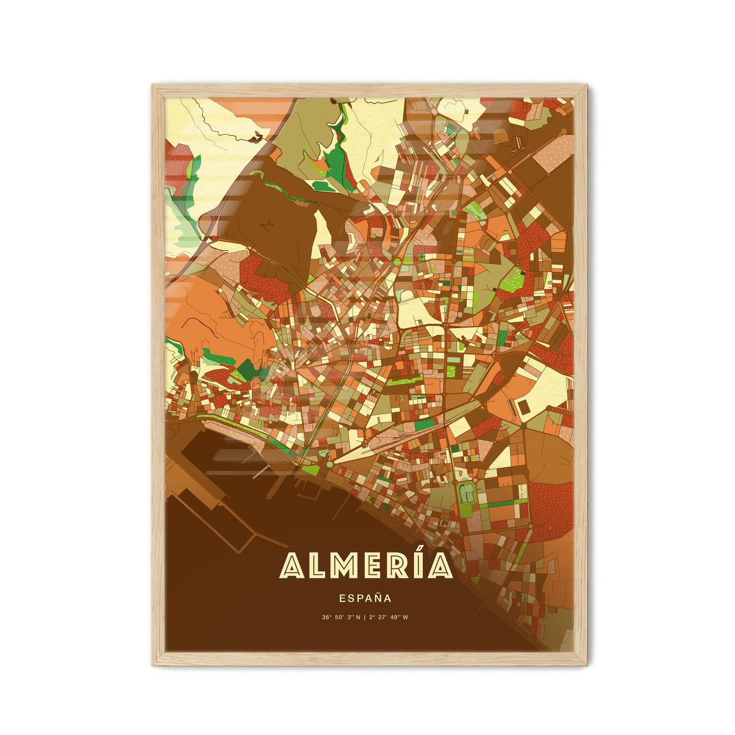 Colorful Almería Spain Fine Art Map Farmhouse