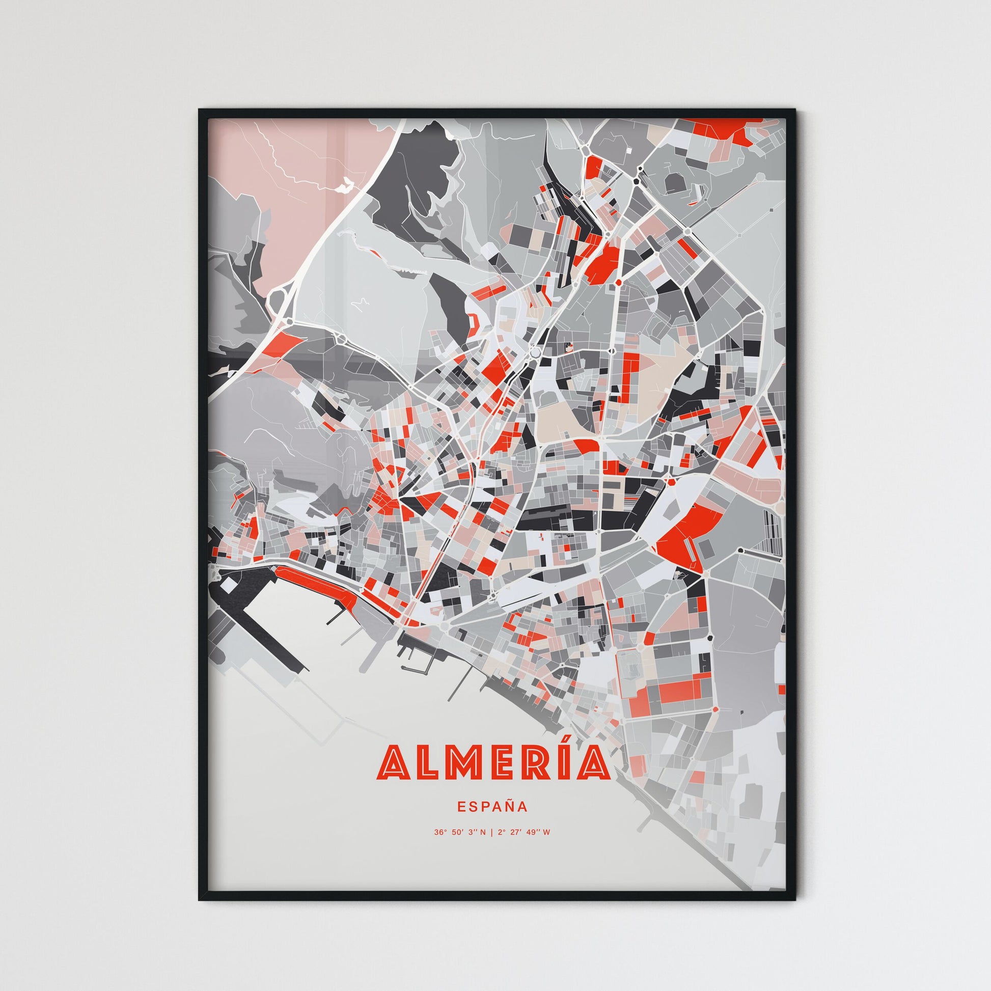 Colorful Almería Spain Fine Art Map Modern Expressive