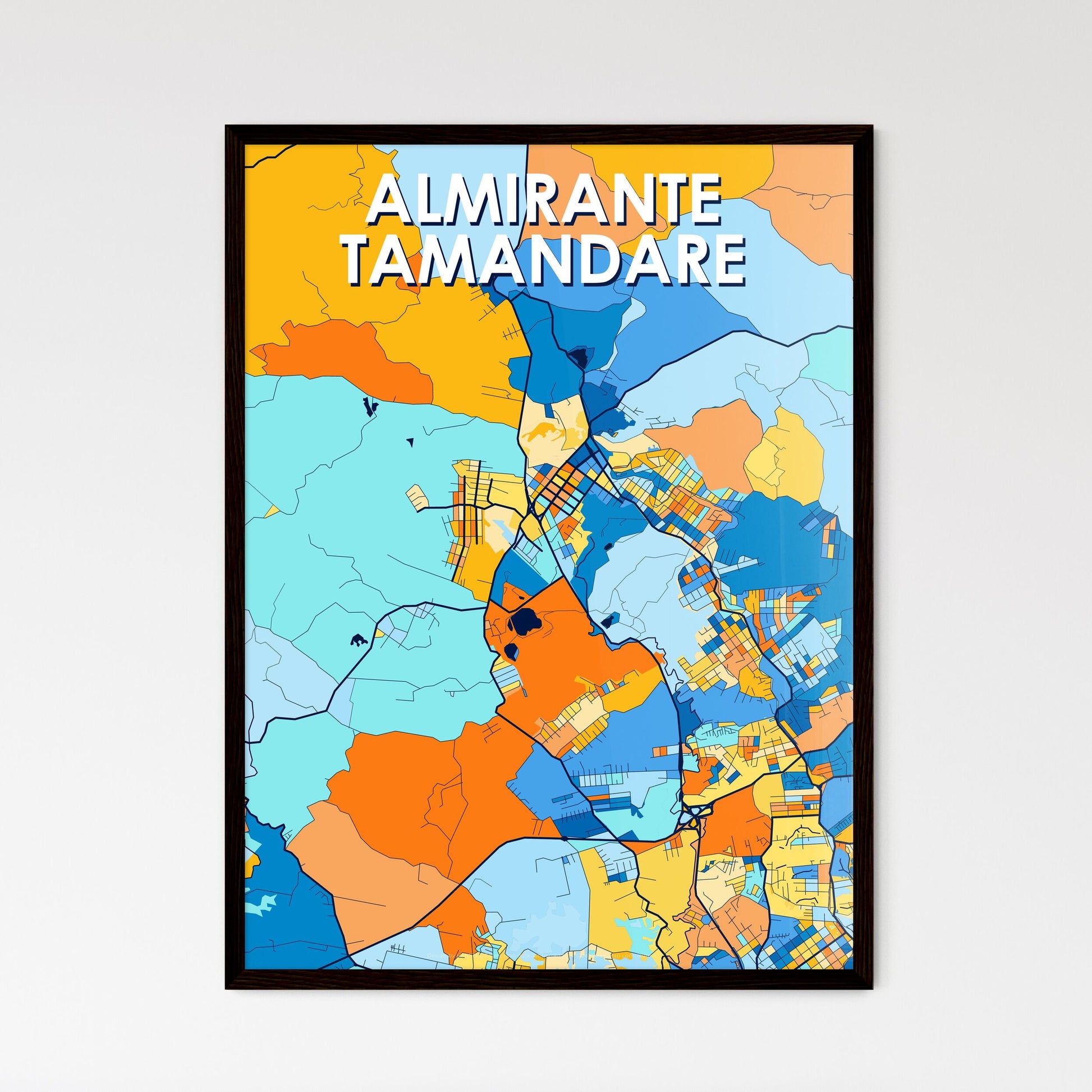 ALMIRANTE TAMANDARE BRAZIL Vibrant Colorful Art Map Poster Blue Orange