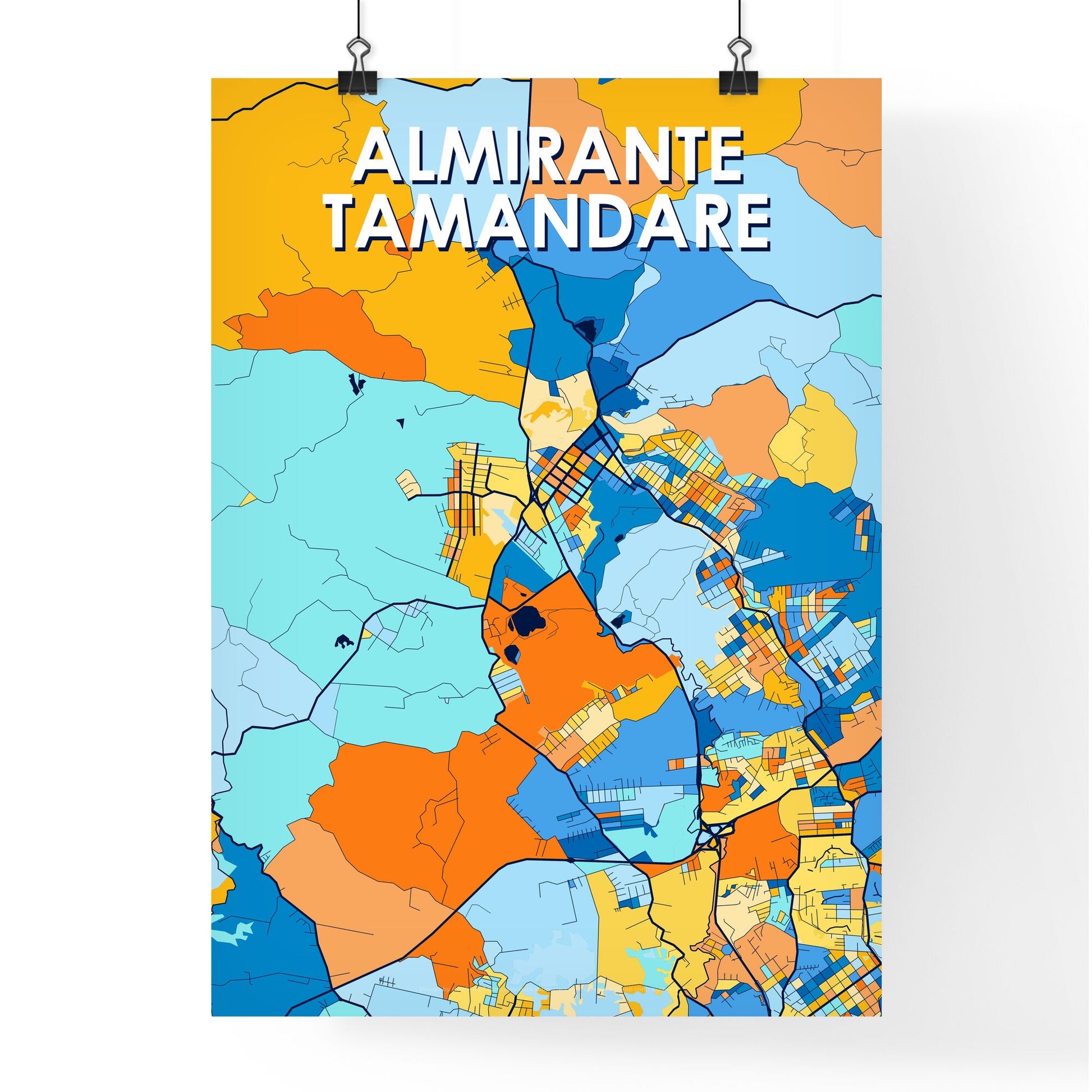 ALMIRANTE TAMANDARE BRAZIL Vibrant Colorful Art Map Poster Blue Orange