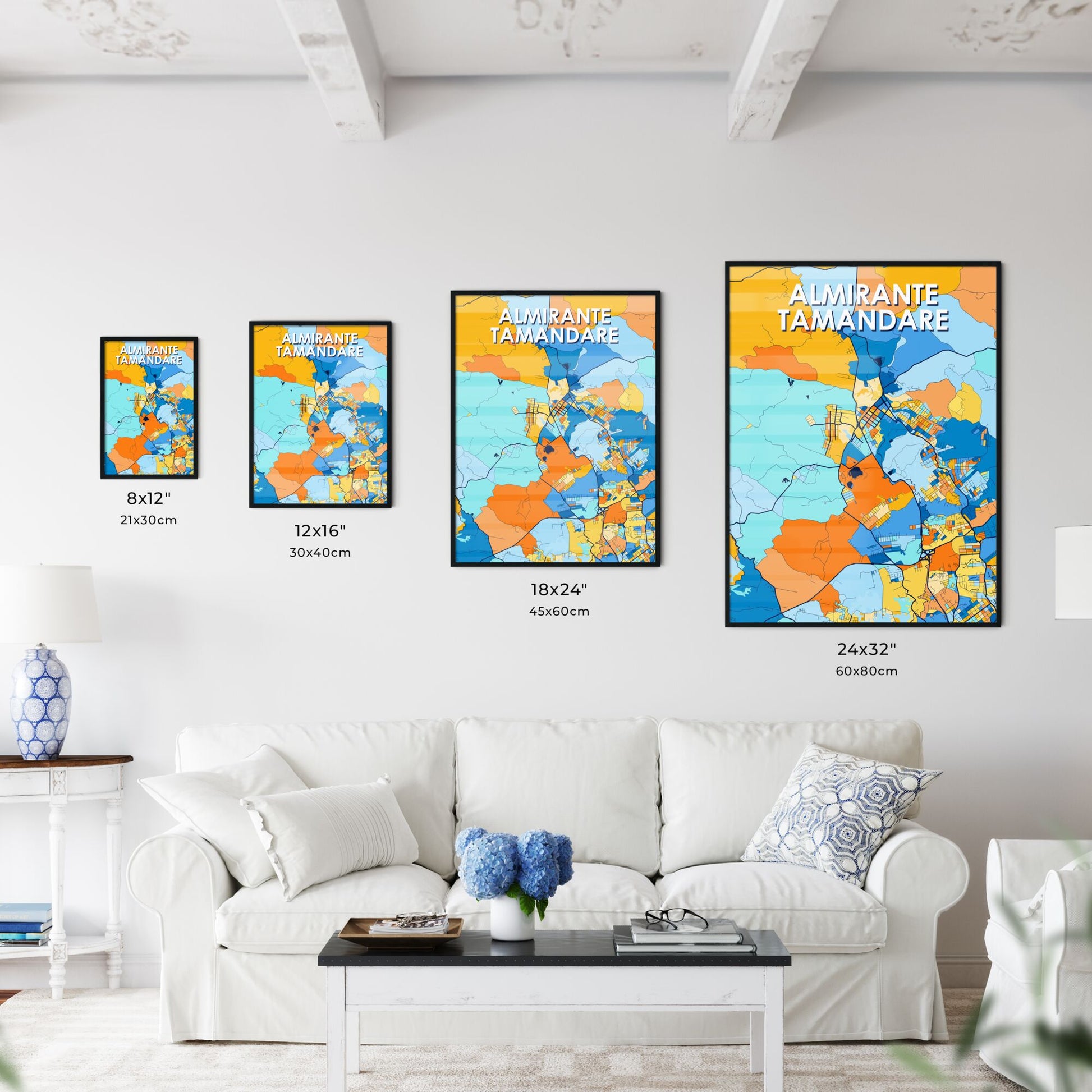 ALMIRANTE TAMANDARE BRAZIL Vibrant Colorful Art Map Poster Blue Orange