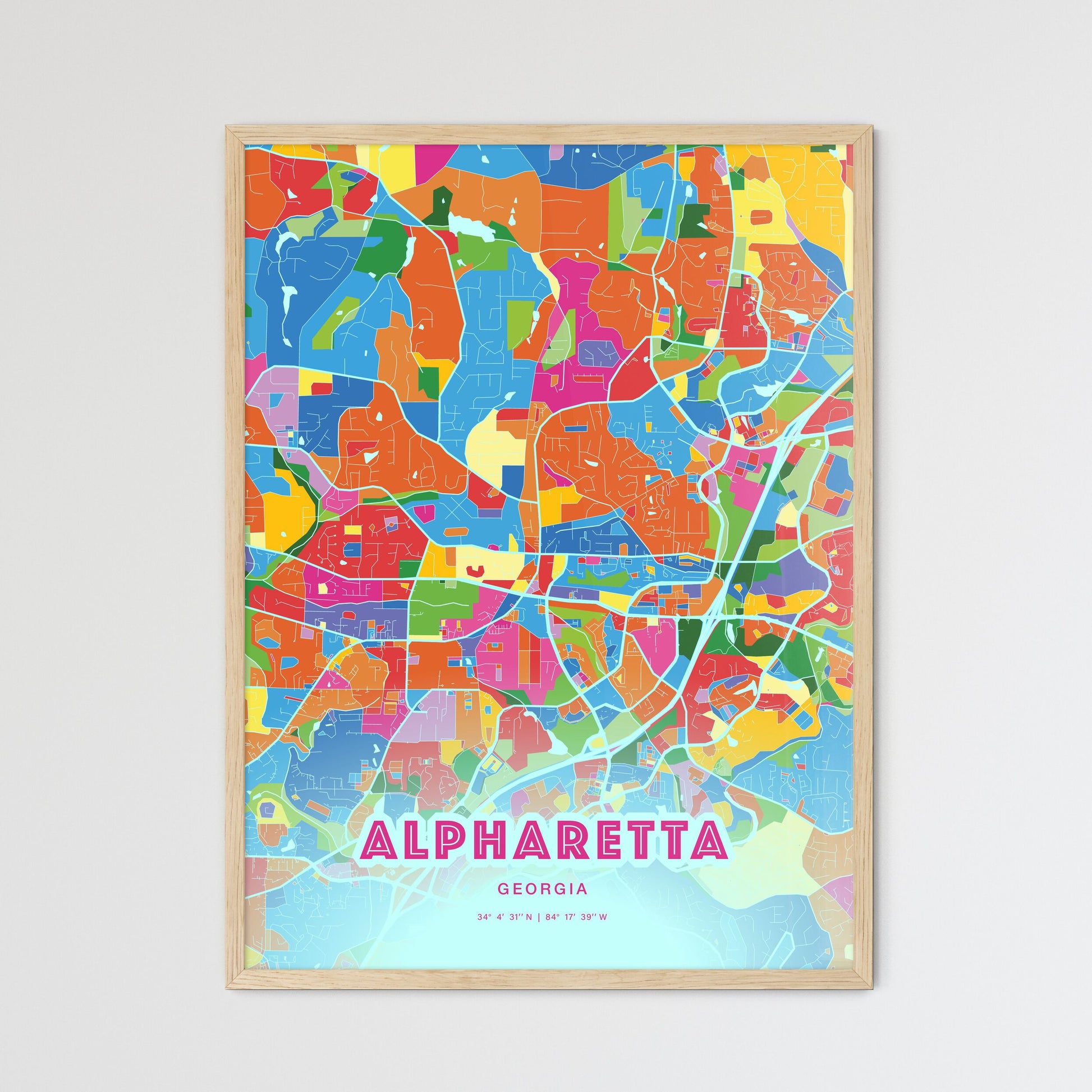 Colorful Alpharetta Georgia Fine Art Map Crazy Colors