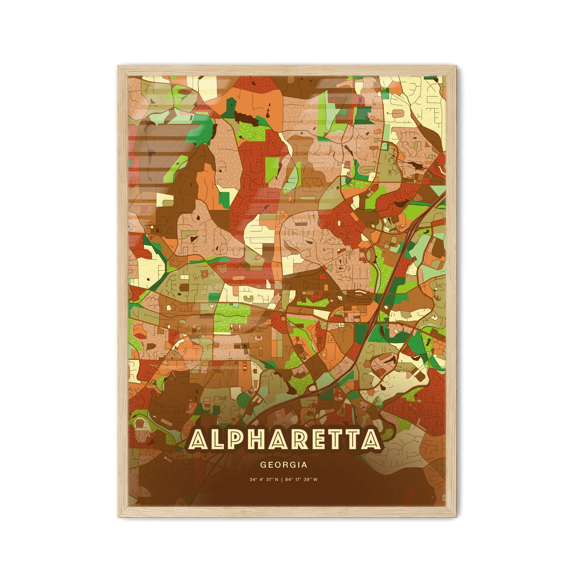 Colorful Alpharetta Georgia Fine Art Map Farmhouse