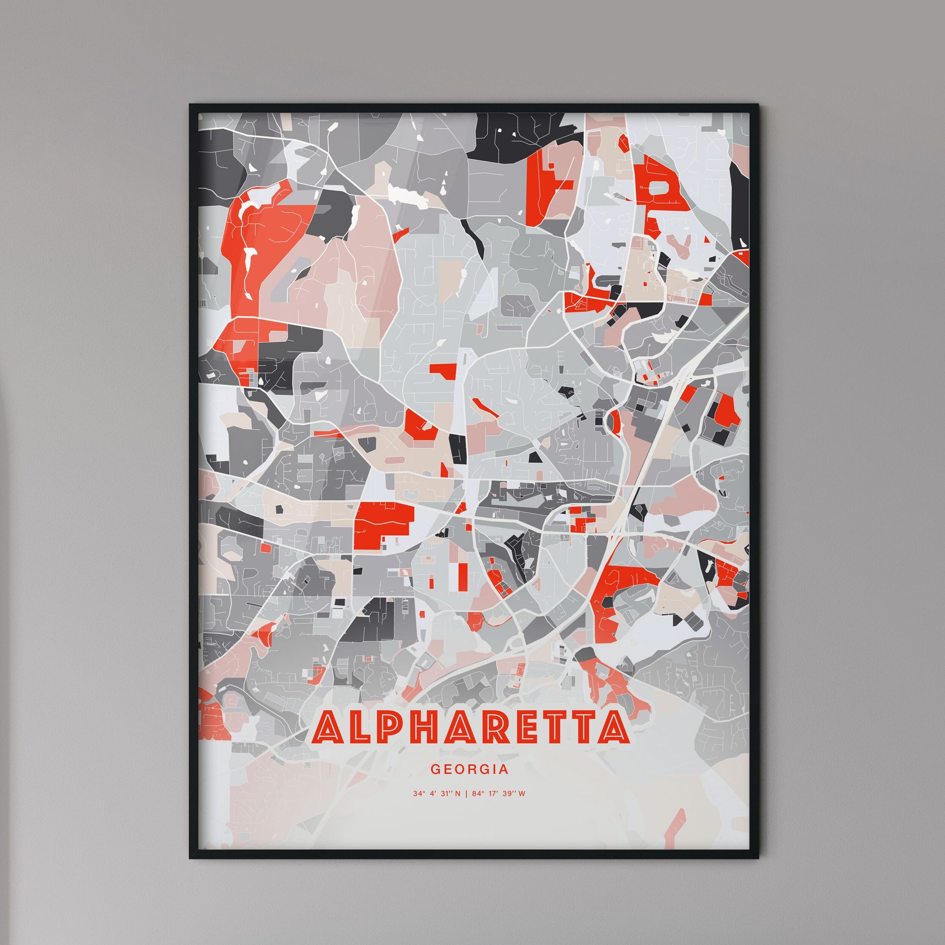 Colorful Alpharetta Georgia Fine Art Map Modern Expressive