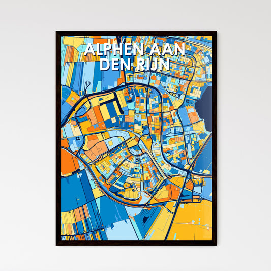 ALPHEN AAN DEN RIJN NETHERLANDS Vibrant Colorful Art Map Poster Blue Orange