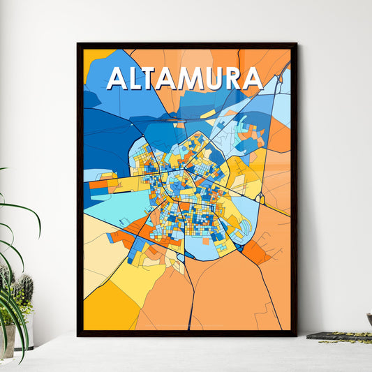 ALTAMURA ITALY Vibrant Colorful Art Map Poster Blue Orange