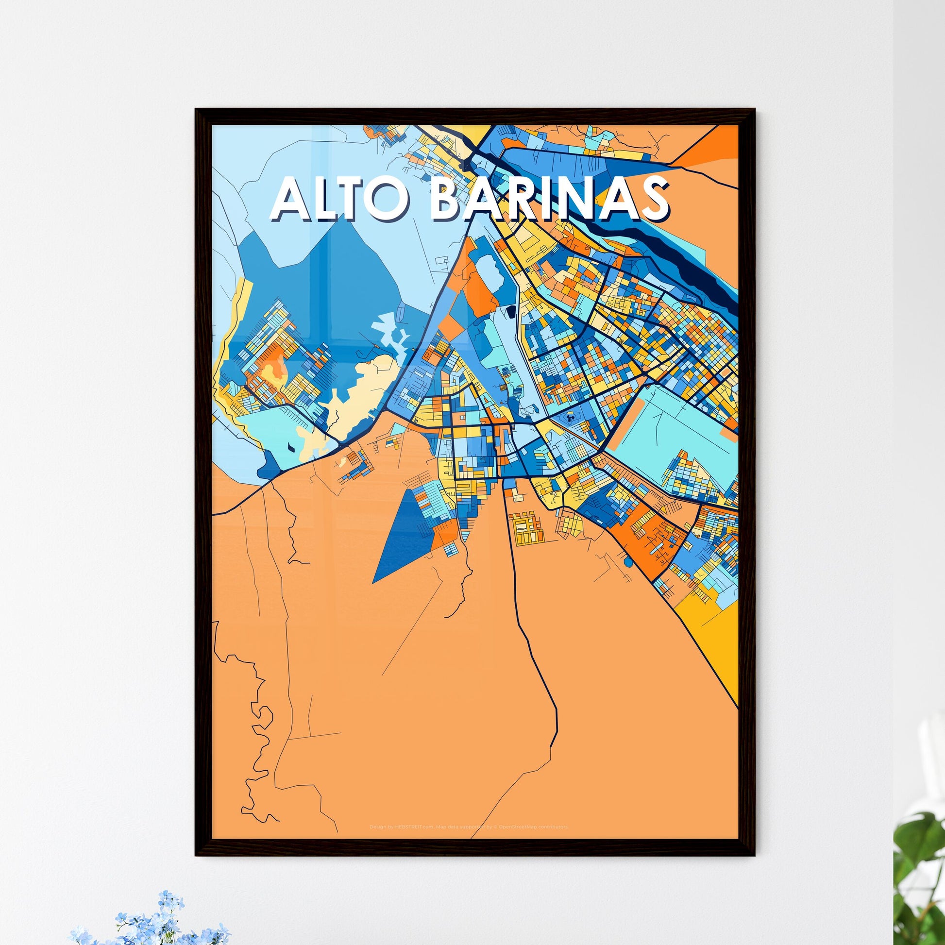 ALTO BARINAS VENEZUELA Vibrant Colorful Art Map Poster Blue Orange