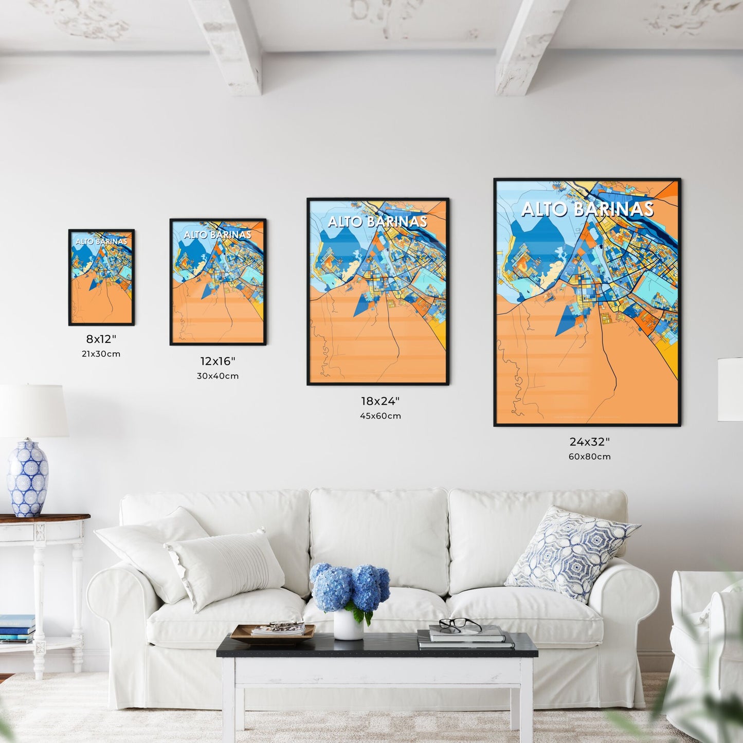 ALTO BARINAS VENEZUELA Vibrant Colorful Art Map Poster Blue Orange