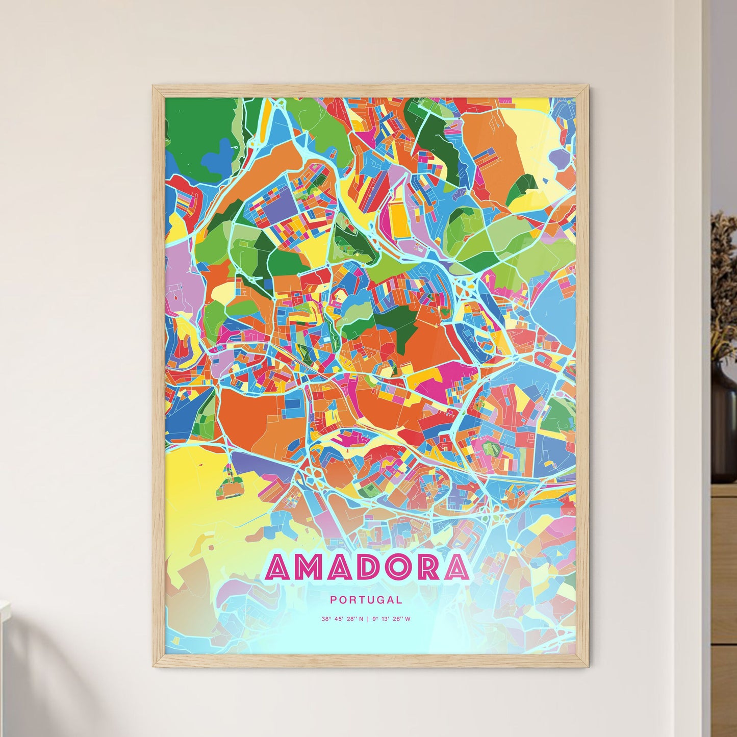 Colorful Amadora Portugal Fine Art Map Crazy Colors