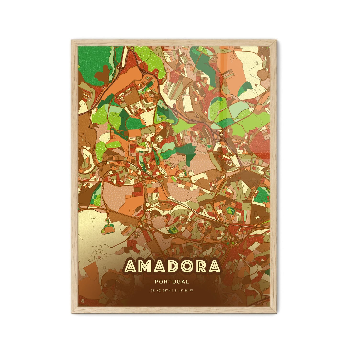 Colorful Amadora Portugal Fine Art Map Farmhouse