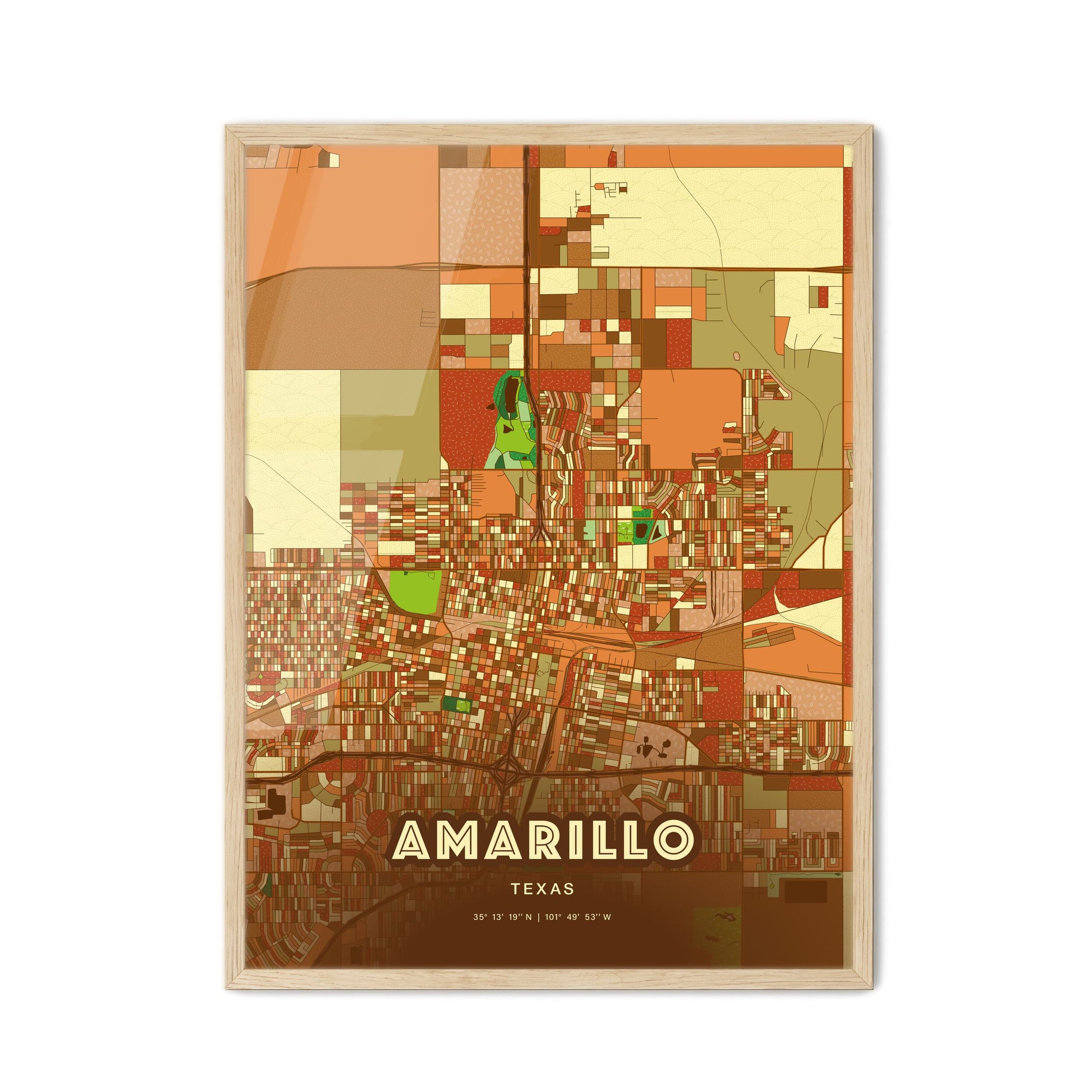 Colorful Amarillo Texas Fine Art Map Farmhouse