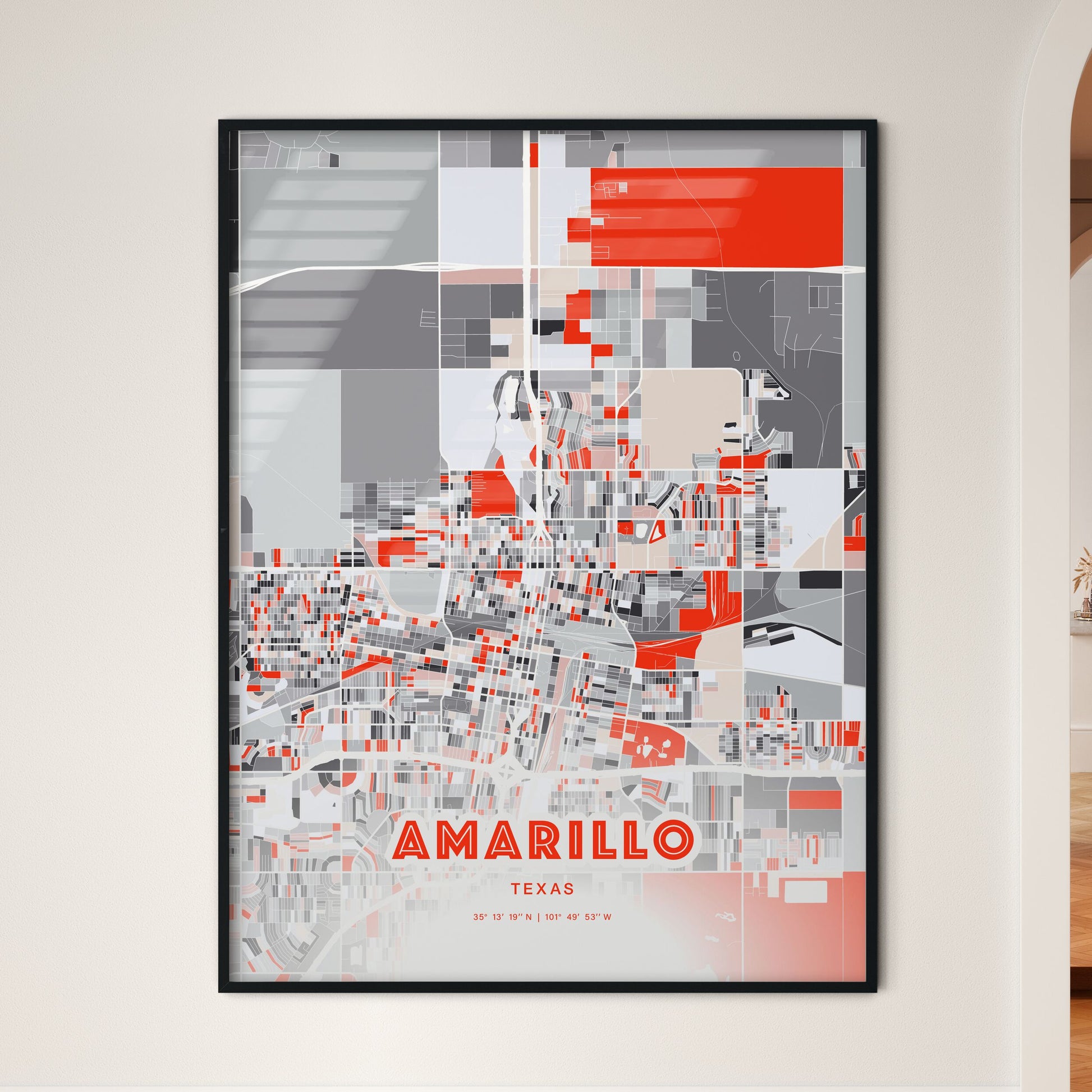 Colorful Amarillo Texas Fine Art Map Modern Expressive