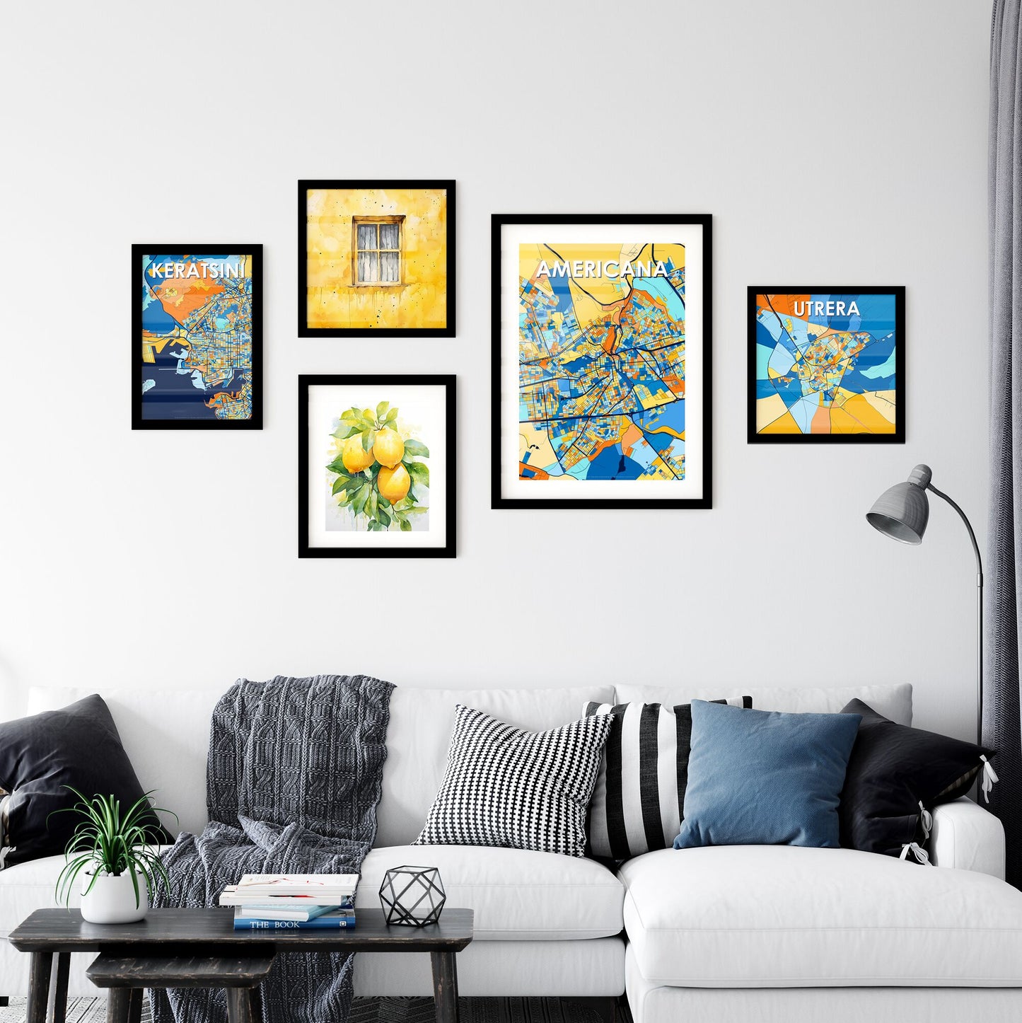 AMERICANA BRAZIL Vibrant Colorful Art Map Poster Blue Orange