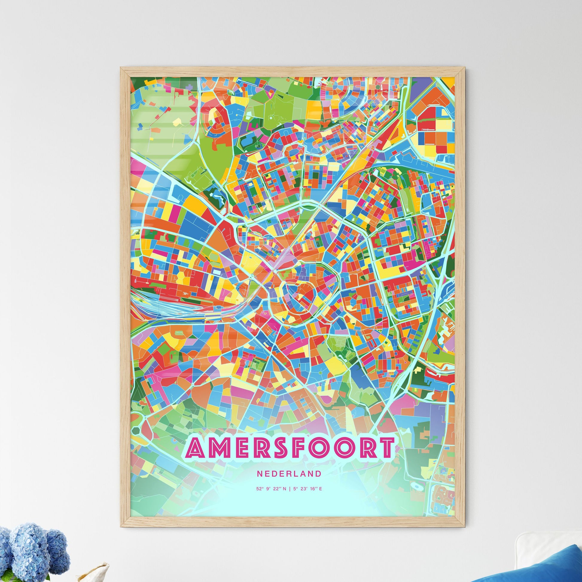 Colorful Amersfoort Netherlands Fine Art Map Crazy Colors