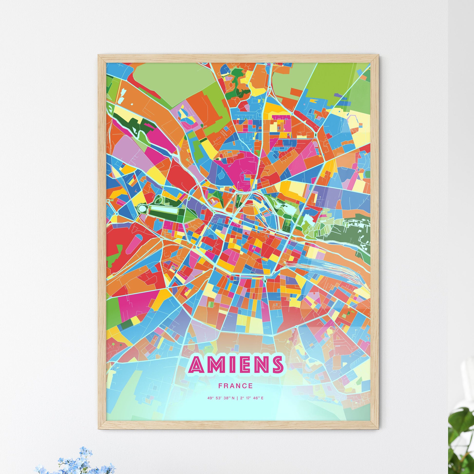 Colorful Amiens France Fine Art Map Crazy Colors