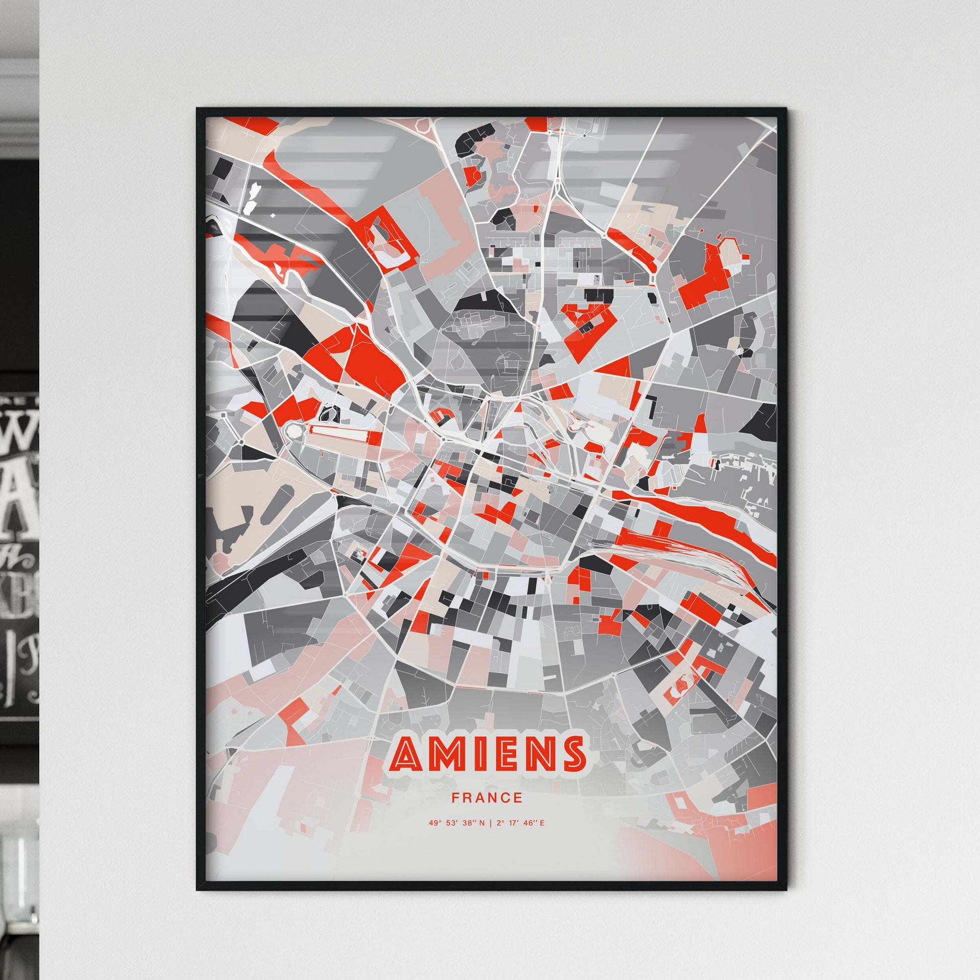 Colorful Amiens France Fine Art Map Modern Expressive