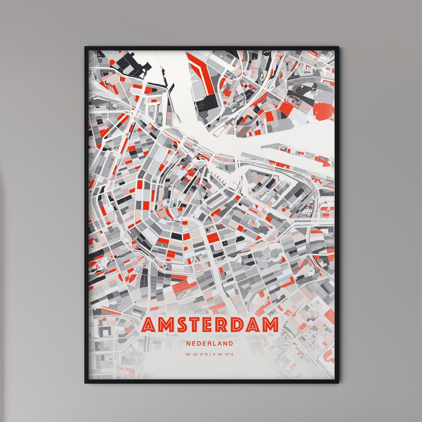 Colorful Amsterdam Netherlands Fine Art Map Modern Expressive
