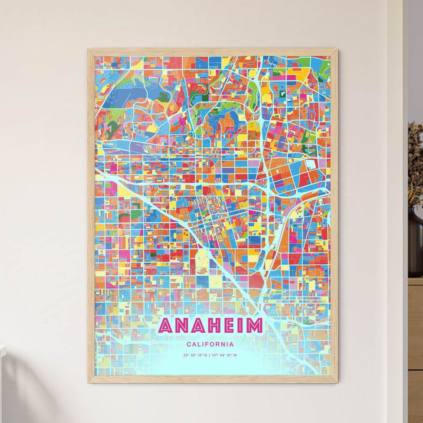Colorful Anaheim California Fine Art Map Crazy Colors