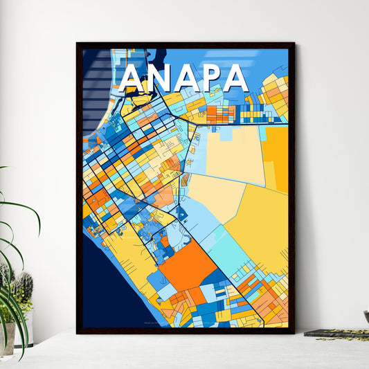 ANAPA RUSSIA Vibrant Colorful Art Map Poster Blue Orange