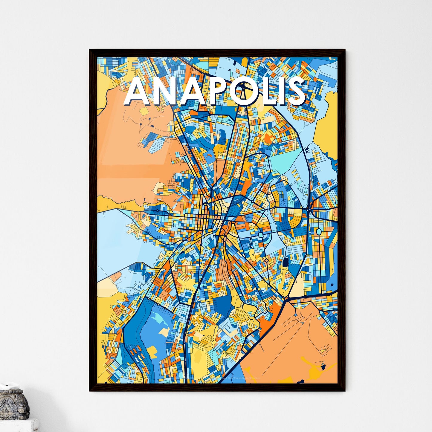 ANAPOLIS BRAZIL Vibrant Colorful Art Map Poster Blue Orange