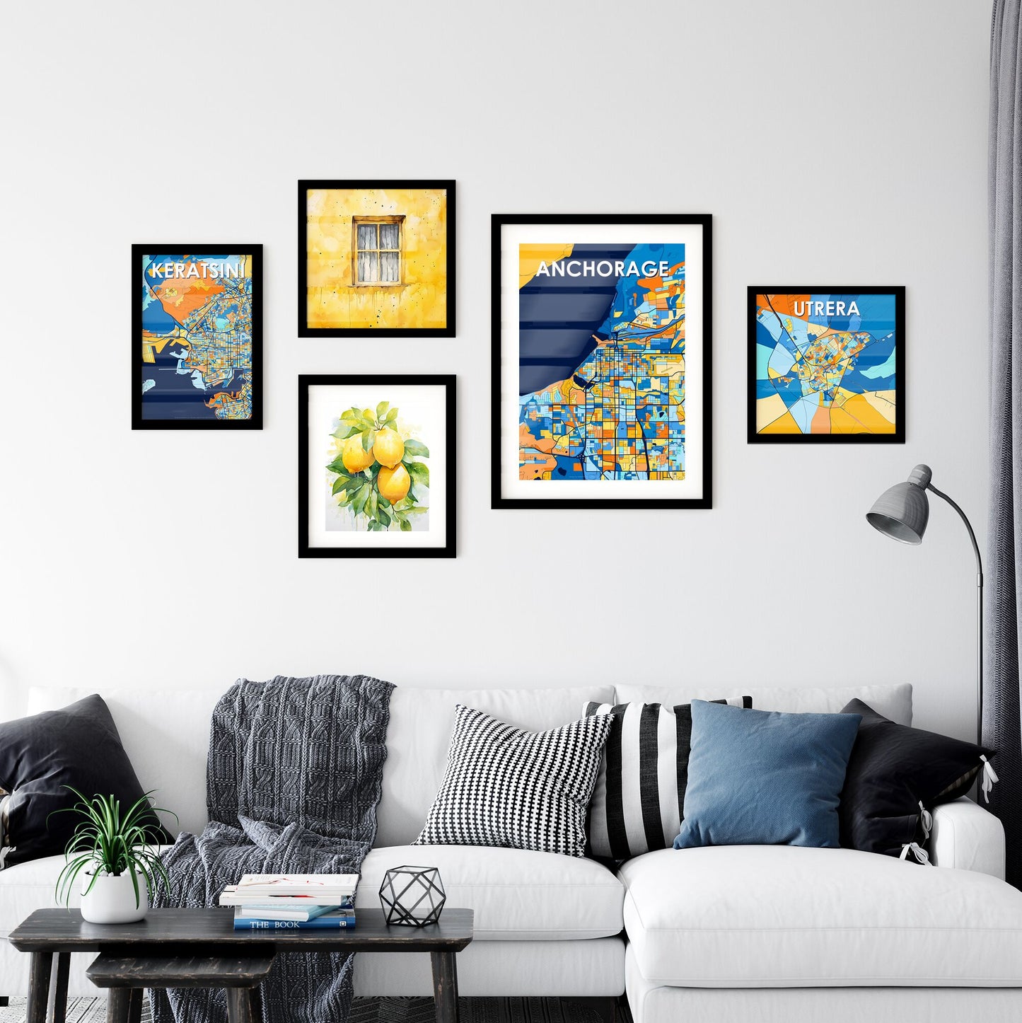 ANCHORAGE ALASKA Vibrant Colorful Art Map Poster Blue Orange