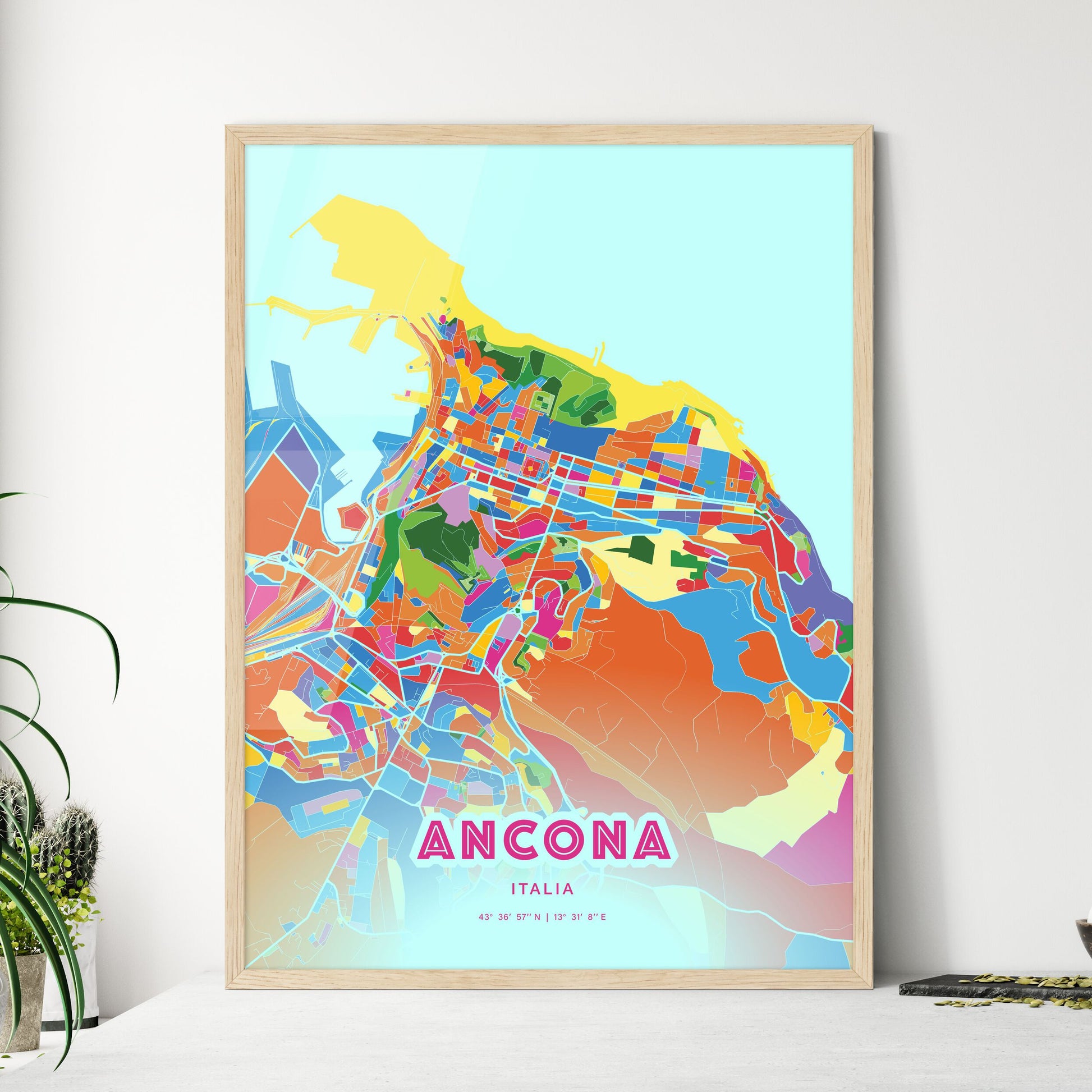 Colorful Ancona Italy Fine Art Map Crazy Colors