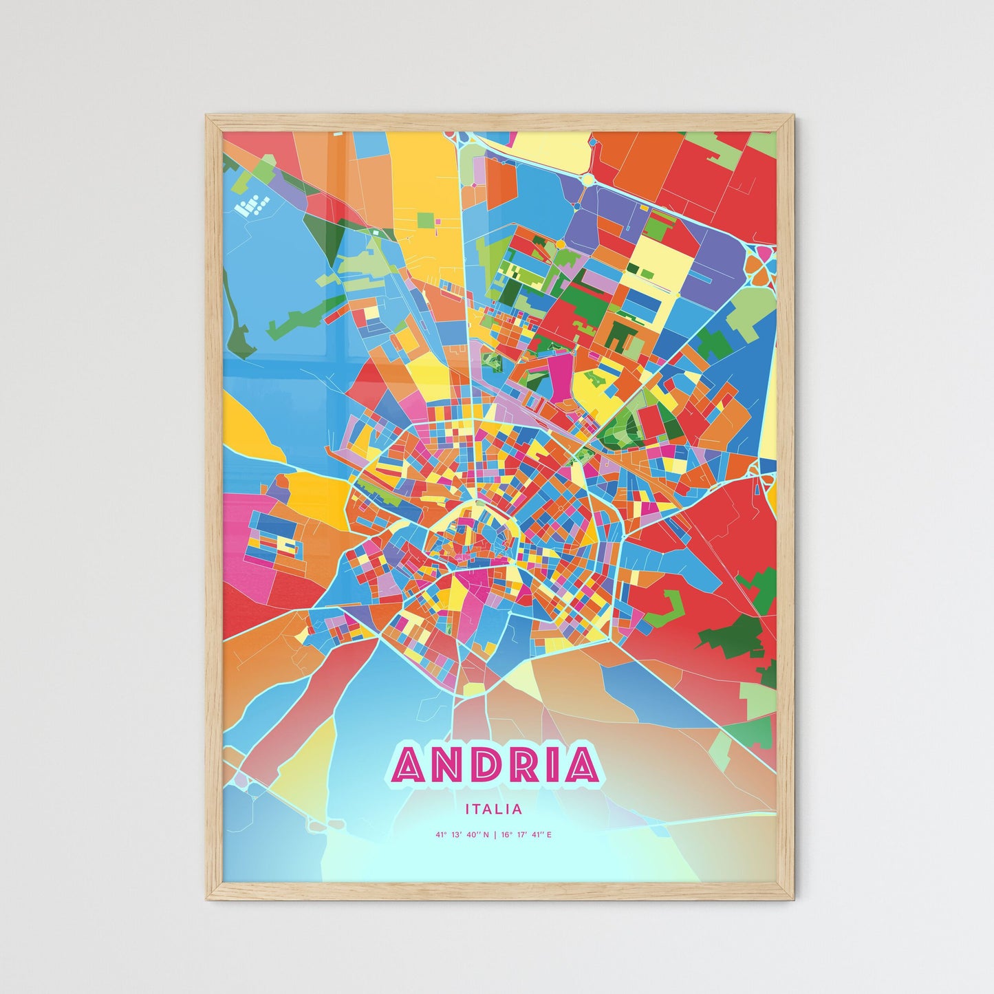 Colorful Andria Italy Fine Art Map Crazy Colors