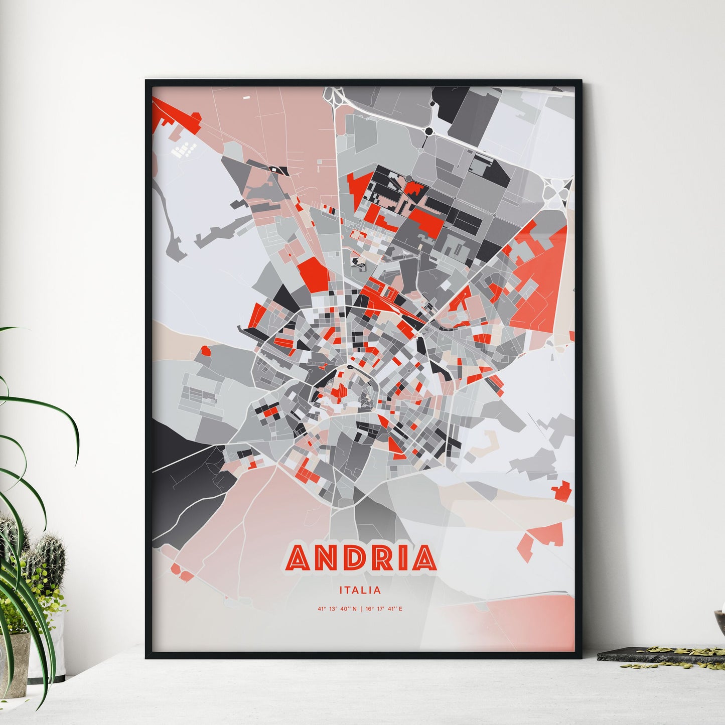 Colorful Andria Italy Fine Art Map Modern Expressive