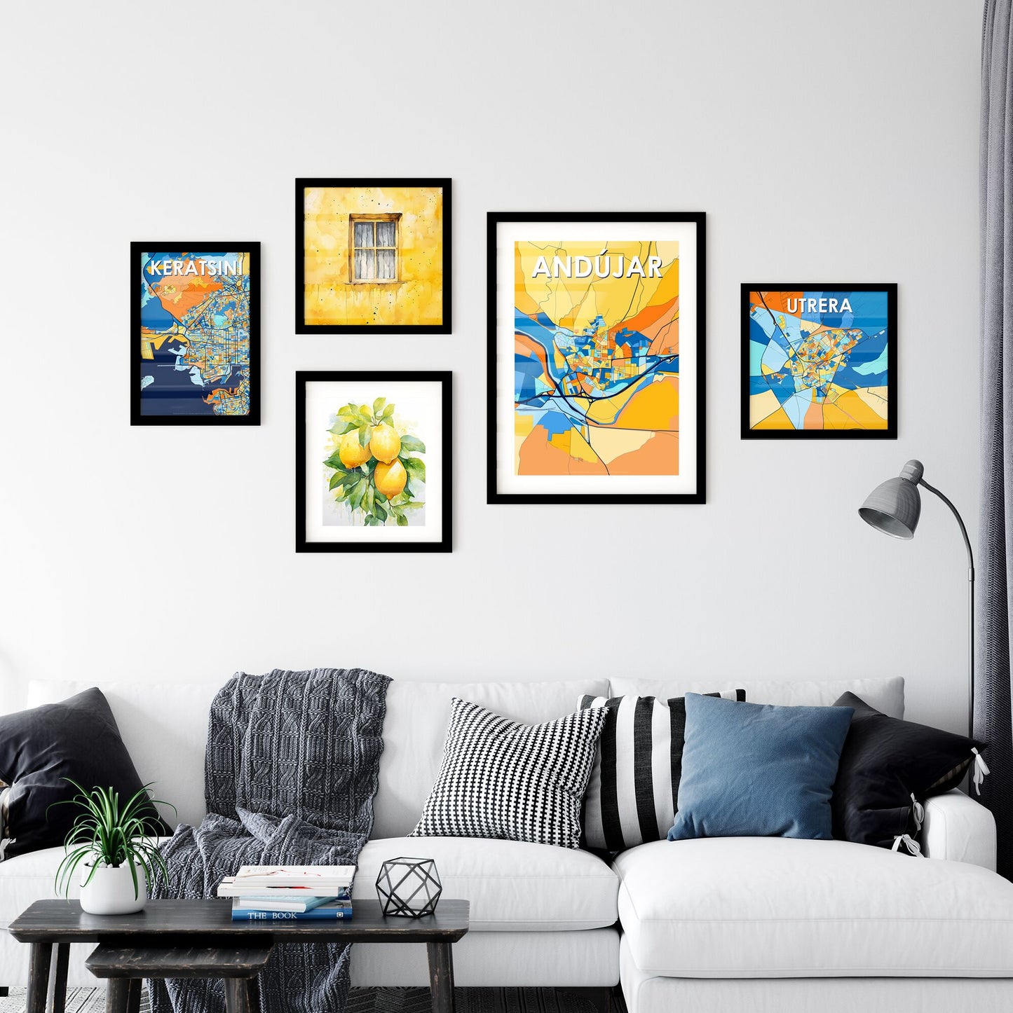 ANDÚJAR SPAIN Vibrant Colorful Art Map Poster Blue Orange