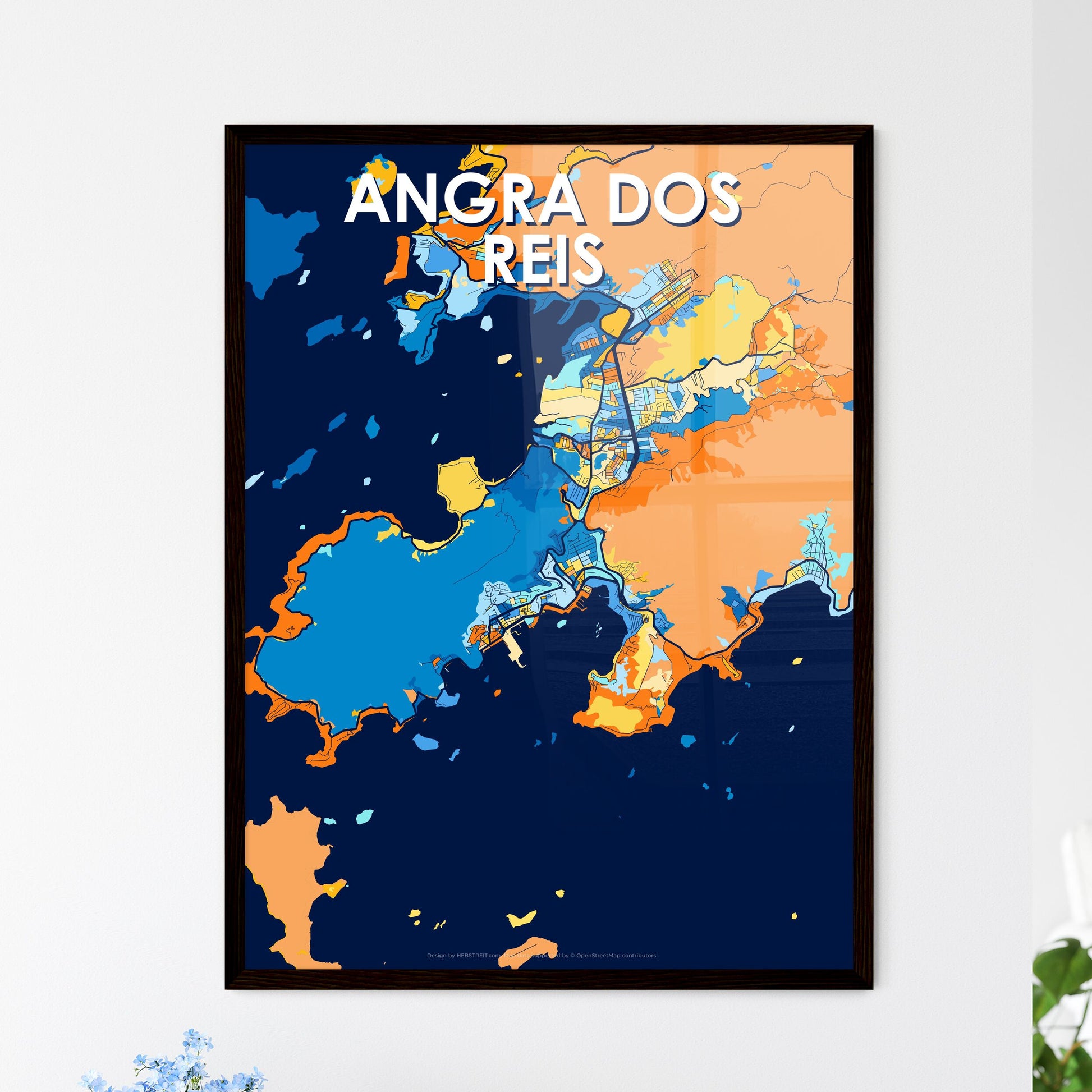 ANGRA DOS REIS BRAZIL Vibrant Colorful Art Map Poster Blue Orange